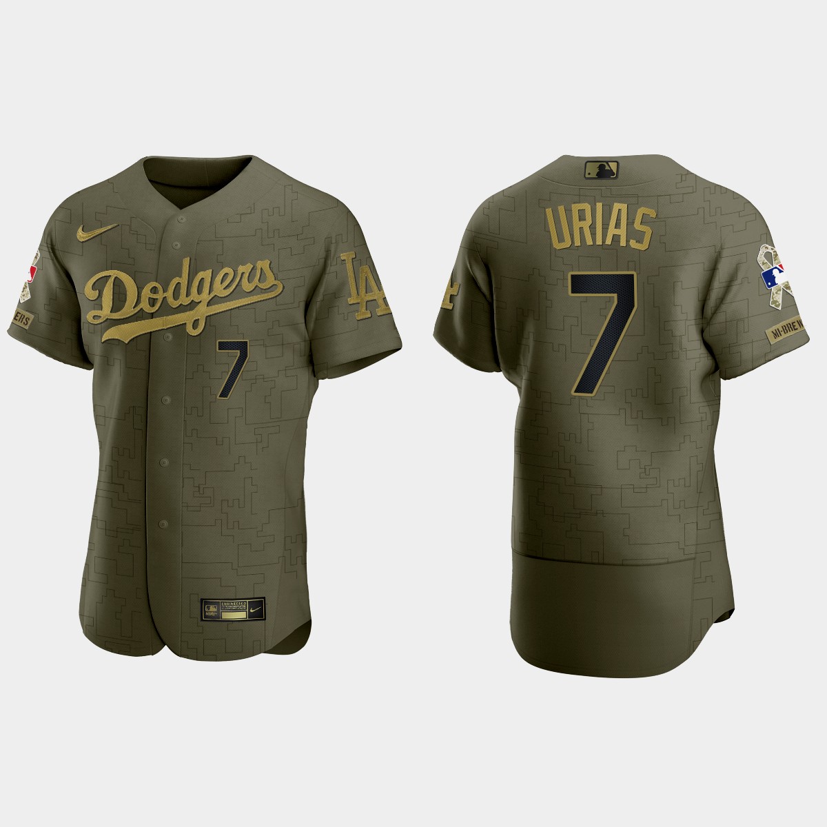 Julio Urias Los Angeles Dodgers 2021 Salute to Service Digital Camo Jersey - Green