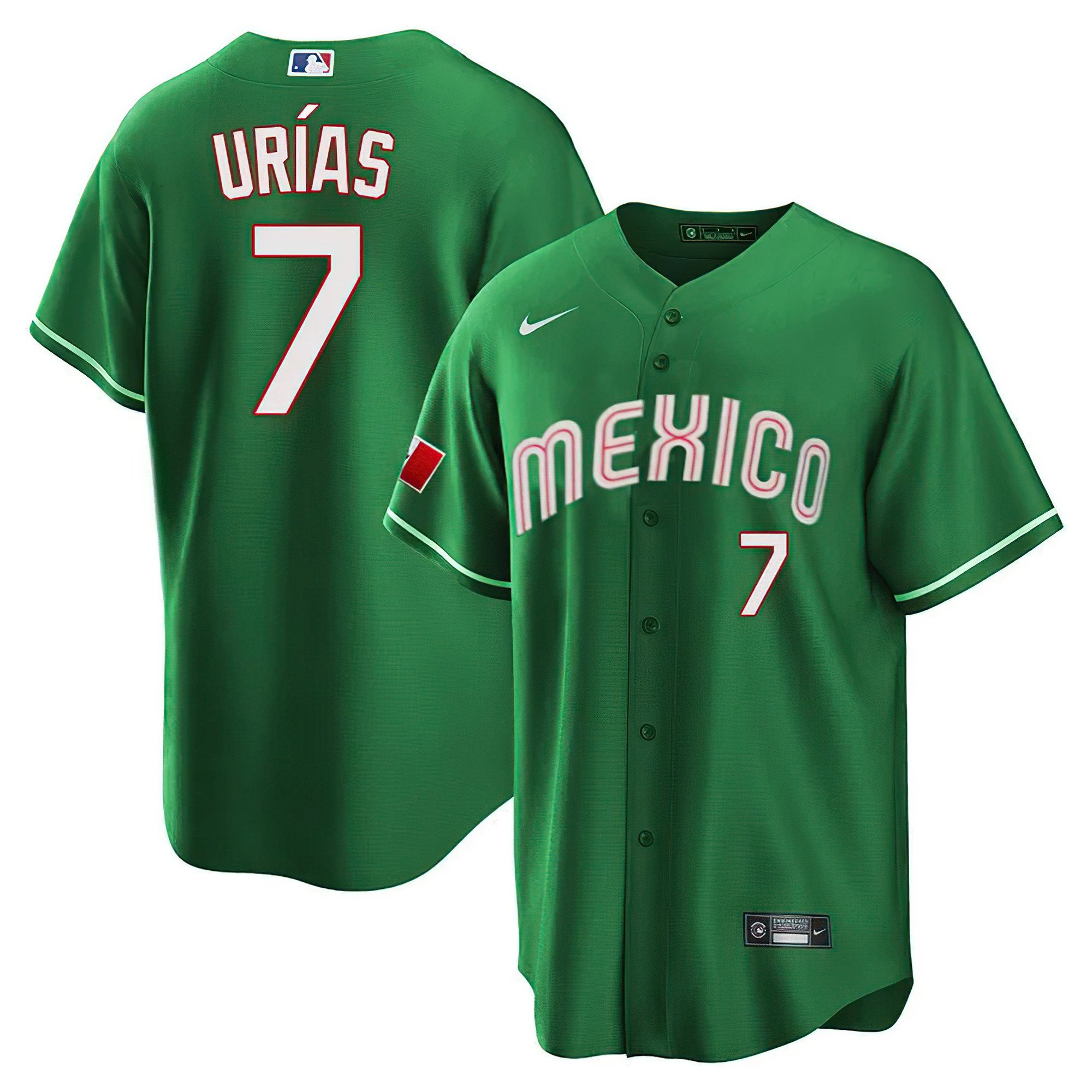 Julio Urias Men's Los Angeles Dodgers Mexico World Series Patch Green Mexico Jersey - All Stitched