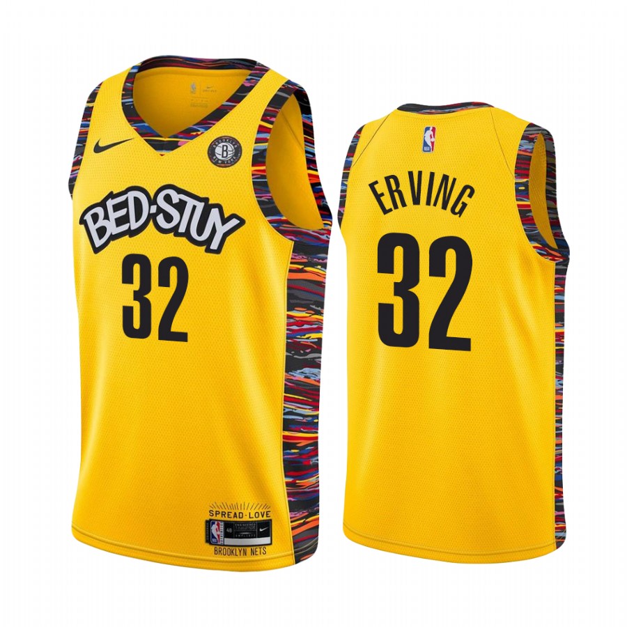 Julius Erving Brooklyn Nets 2019-20 Yellow City #32 Jersey