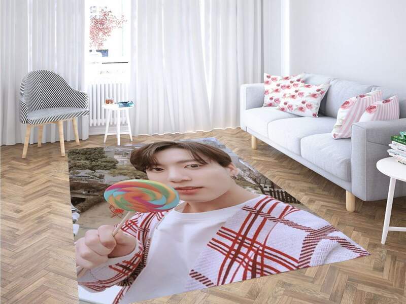 Jungkook Vlive Dispatch Carpet Rectangle Rug