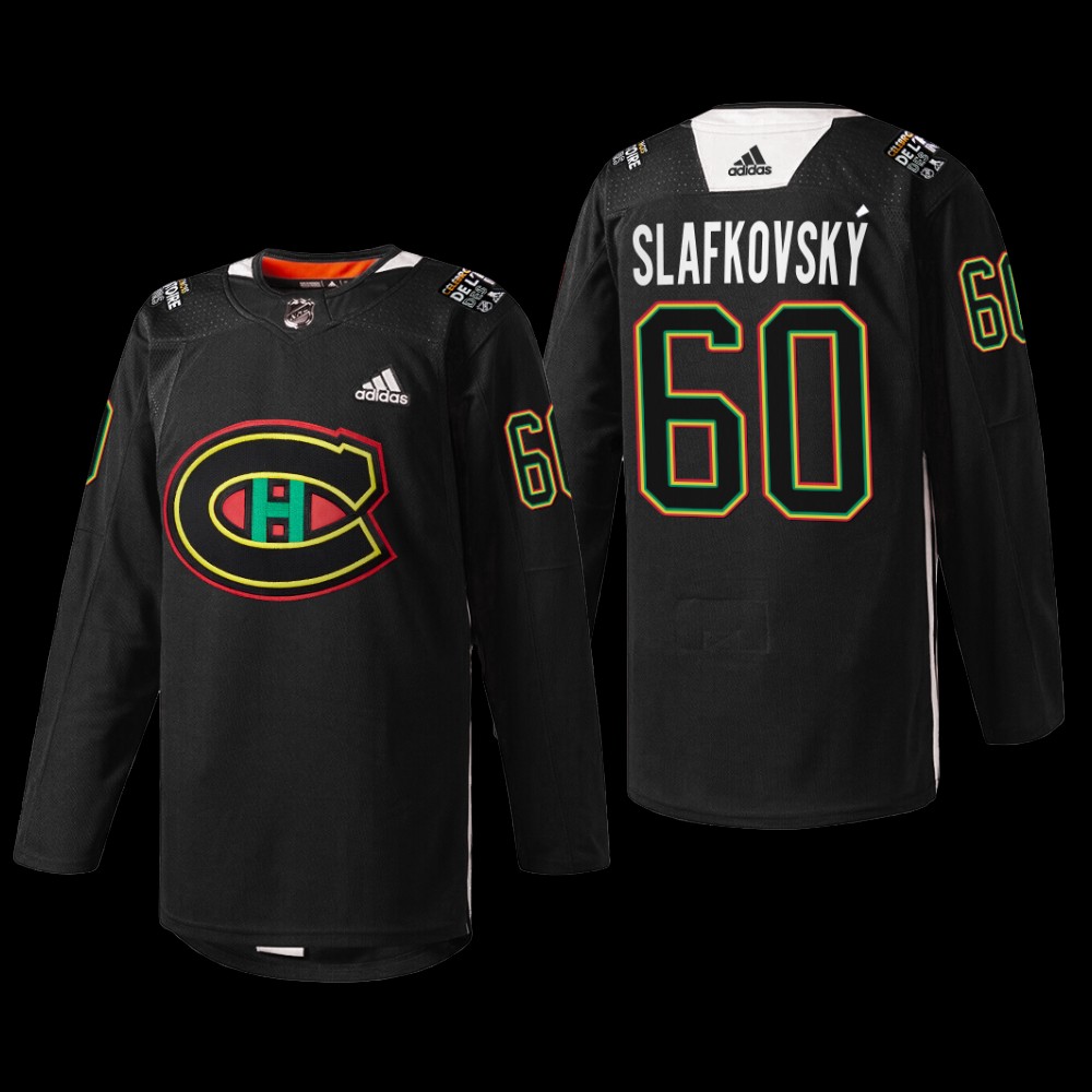 Juraj Slafkovsky #60 Montreal Canadiens Hispanic Heritage Black 2022 NHL Draft Jersey