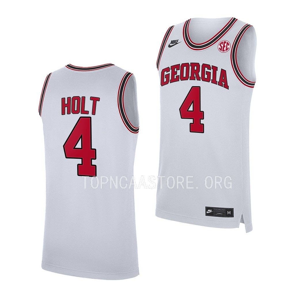 Jusaun Holt Georgia Bulldogs #4 White Home Jersey 2022-23