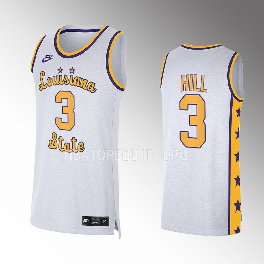 Justice Hill LSU Tigers White Jersey 2022-23