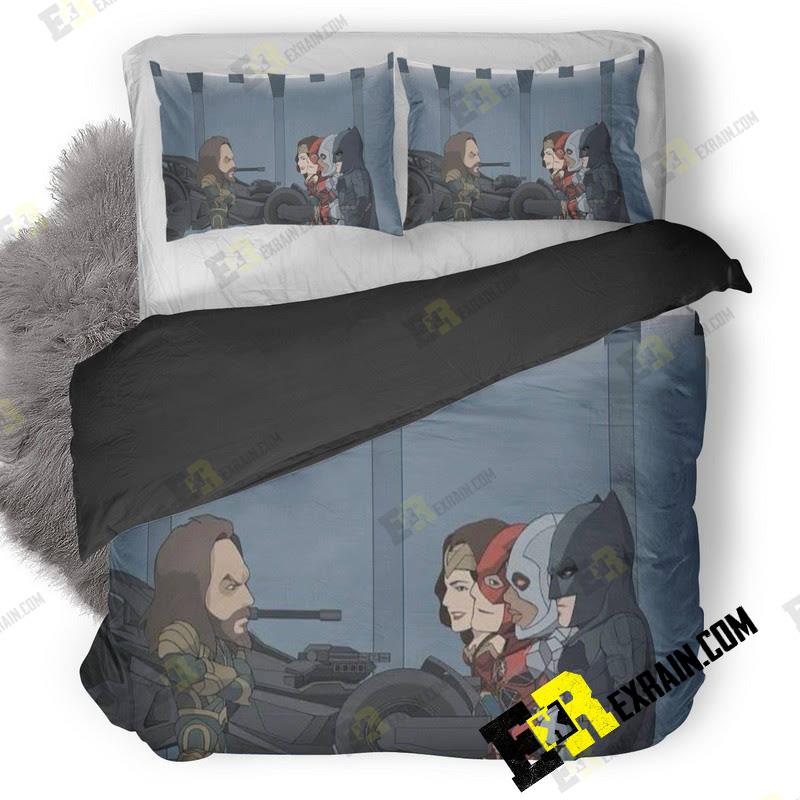 Justice League Aquaman Batman Wonder Woman Flash Artwork M 3D Customized Duvet Cover Bedding Set