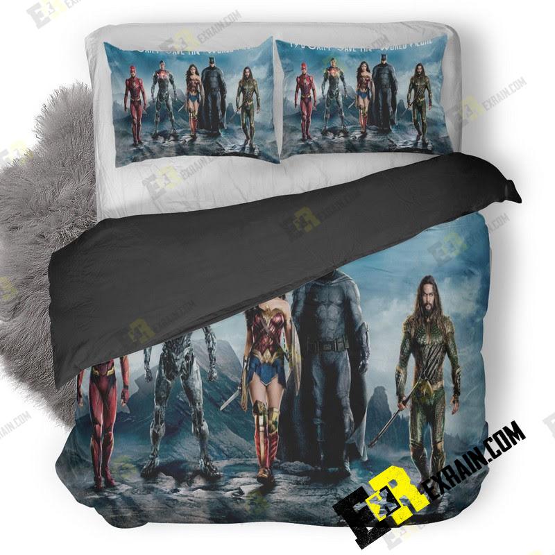 Justice League Flash Cyborg Wonder Woman Batman Aquaman T7 3D Customized Duvet Cover Bedding Set