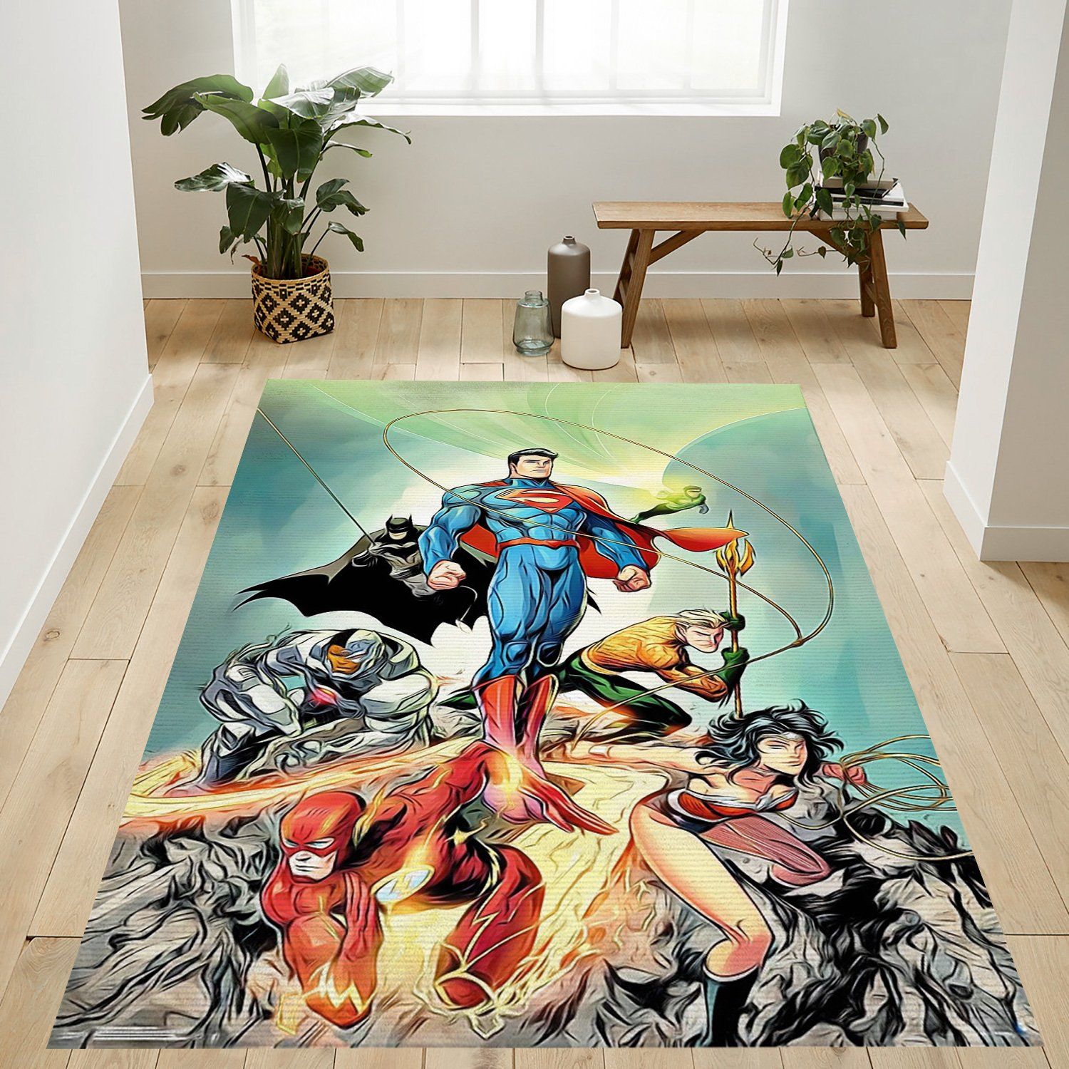 Justice League Of America Unite Rectangle Rug – Custom Size And Printing