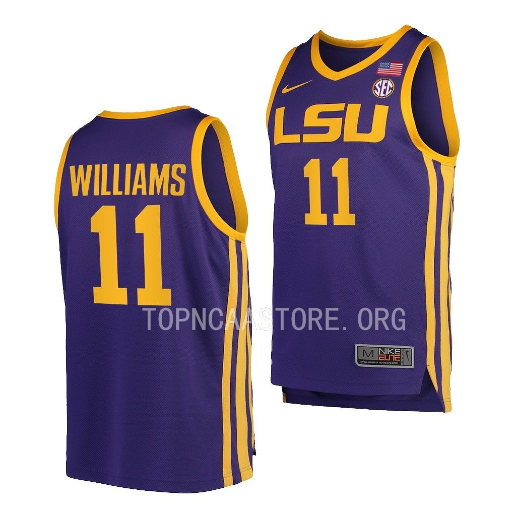 Justice Williams LSU Tigers #11 Purple College Jersey 2022-23