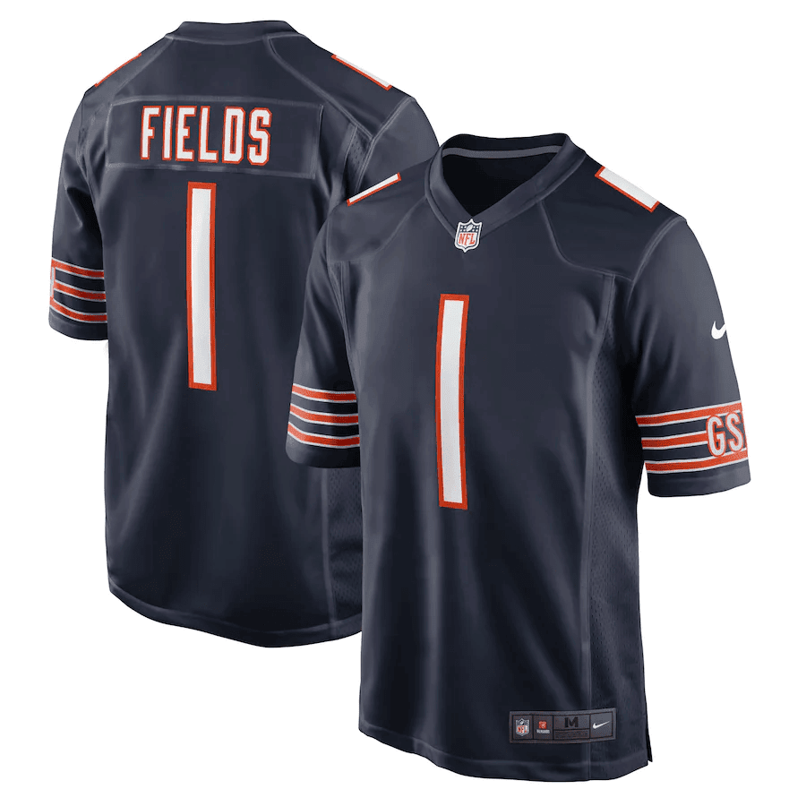 Justin Fields Chicago Bears GSH Navy Game Navy Jersey - All Stitched 