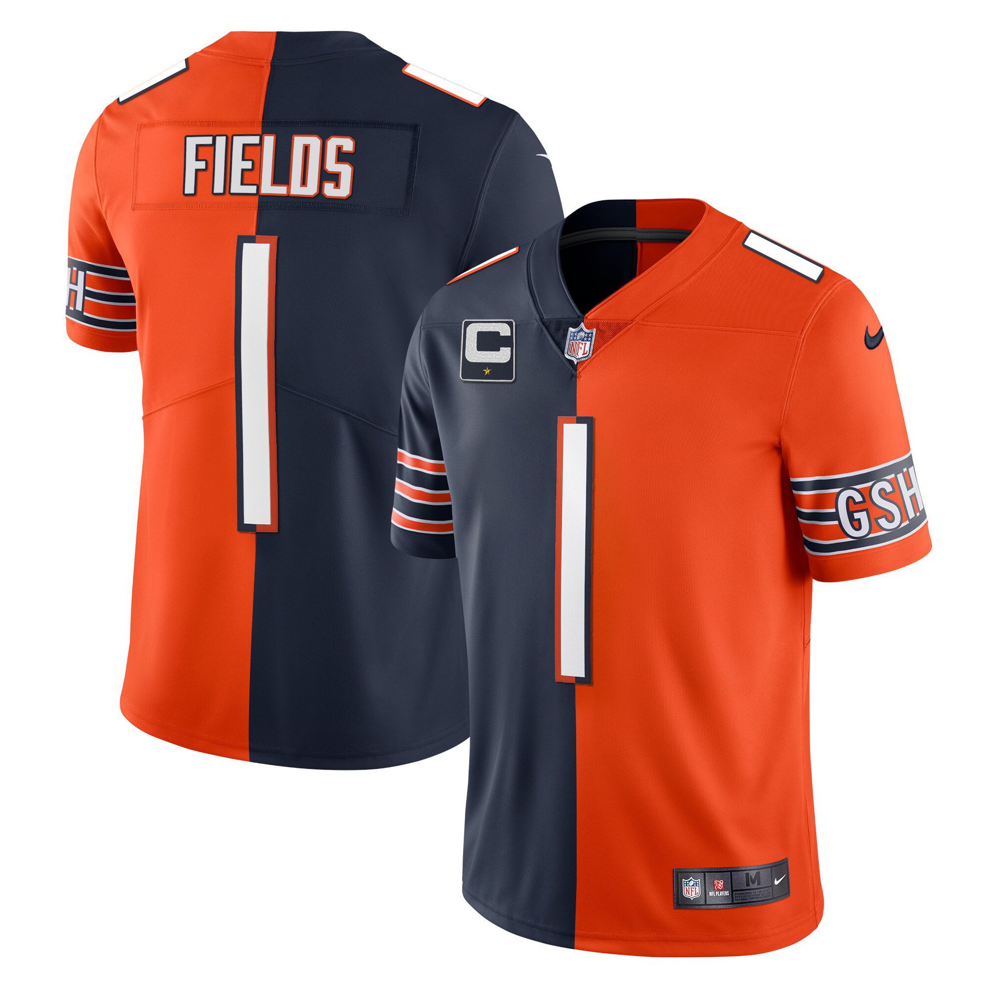 Justin Fields Men's Chicago Bears Split Split Jersey - All Stitched 