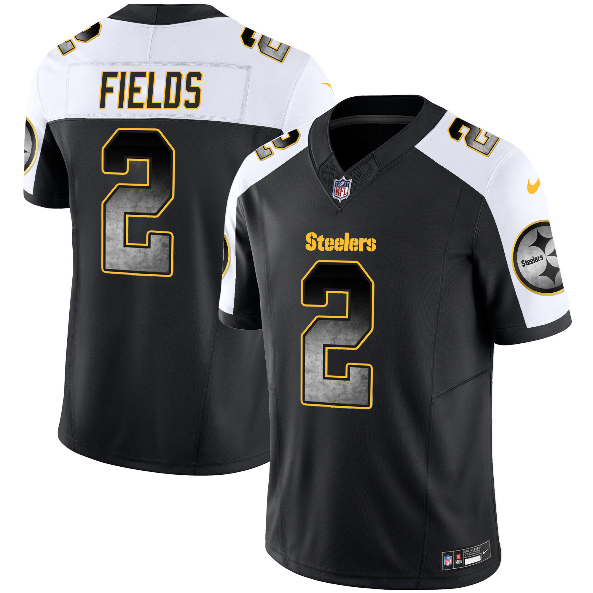 Justin Fields Men's Pittsburgh Steelers Arch Smoke Vapor Alternate Jersey - All Stitched