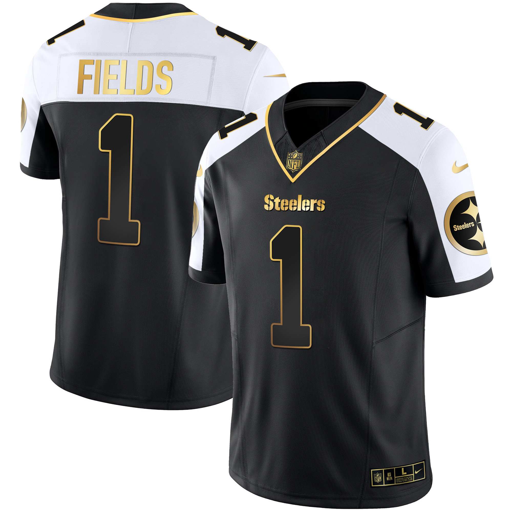 Justin Fields Men's Pittsburgh Steelers Gold Vapor V2 Alternate Jersey - All Stitched