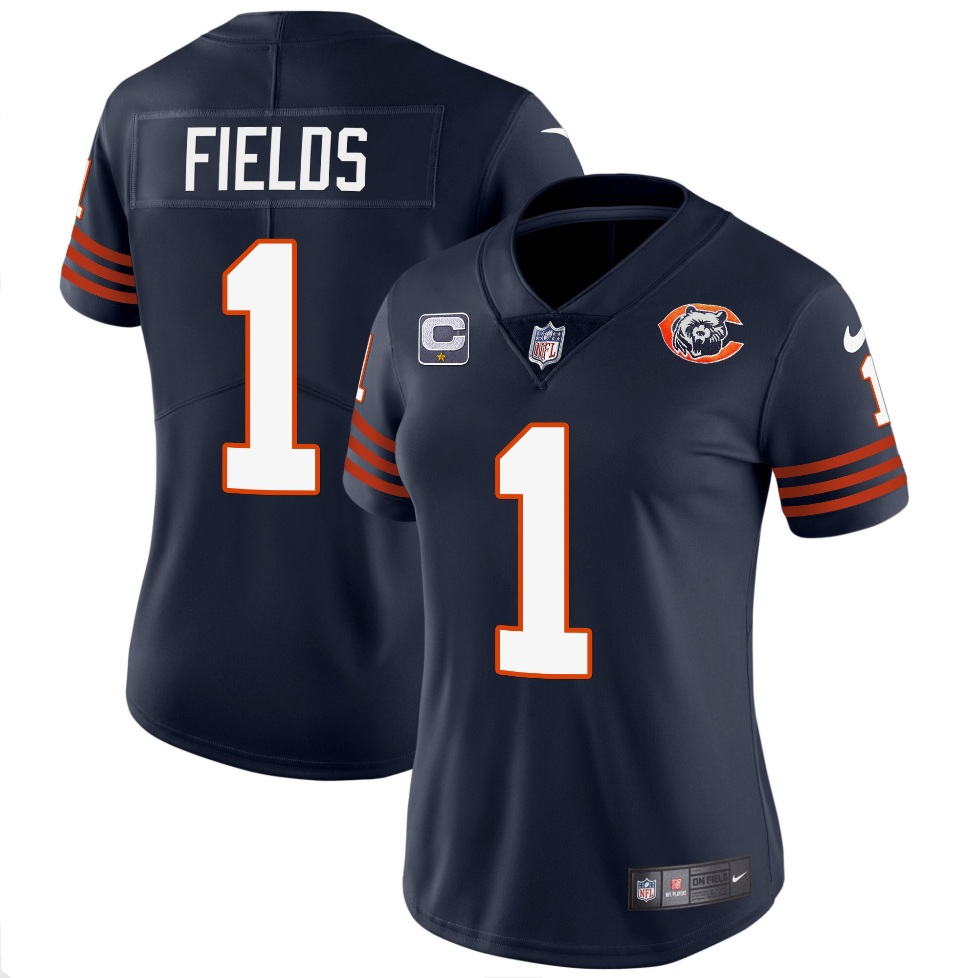 Justin Fields Women's Chicago Bears Throwback Vapor Navy Jersey - All Stitched 