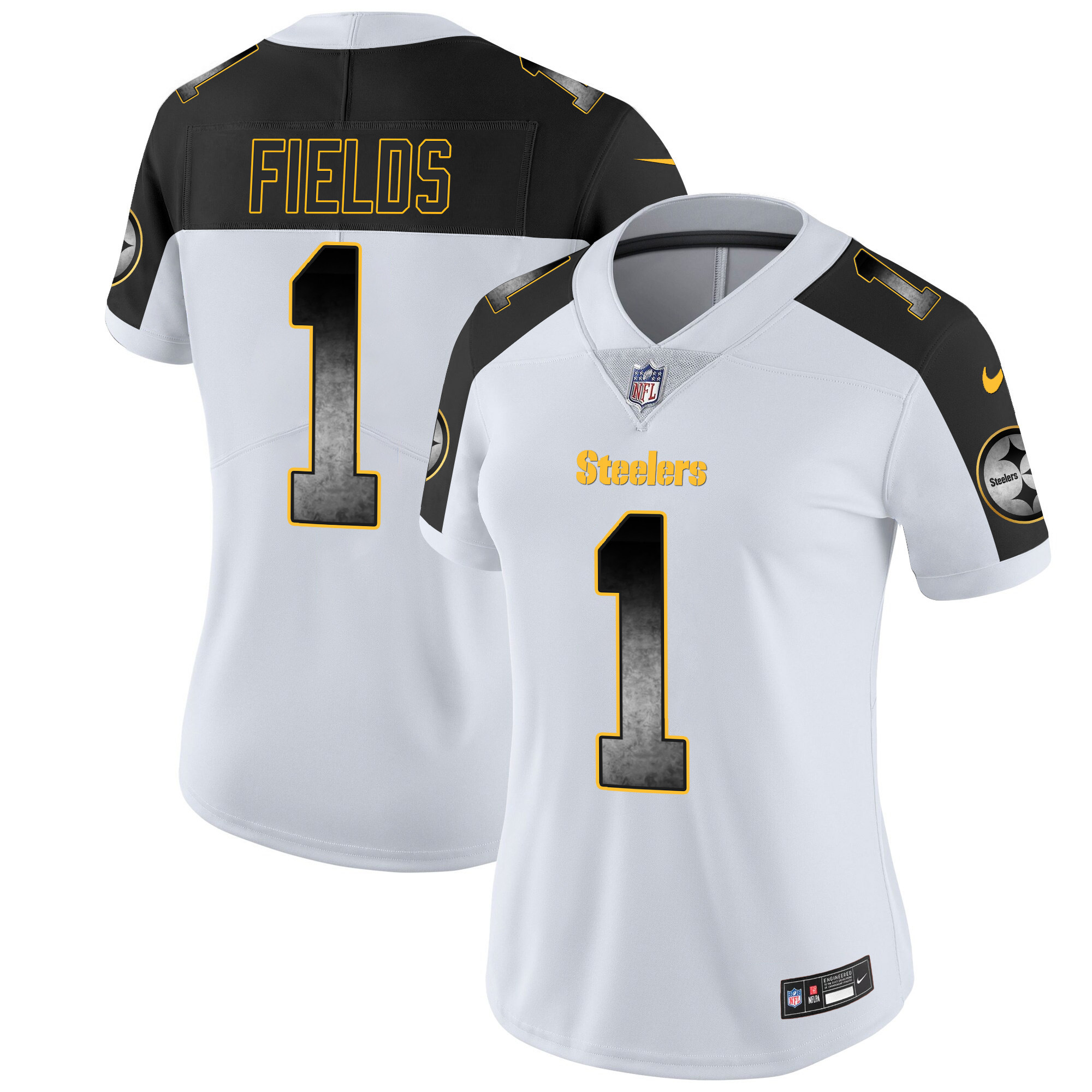 Justin Fields Women's Pittsburgh Steelers Arch Smoke Vapor Inverted Jersey - All Stitched