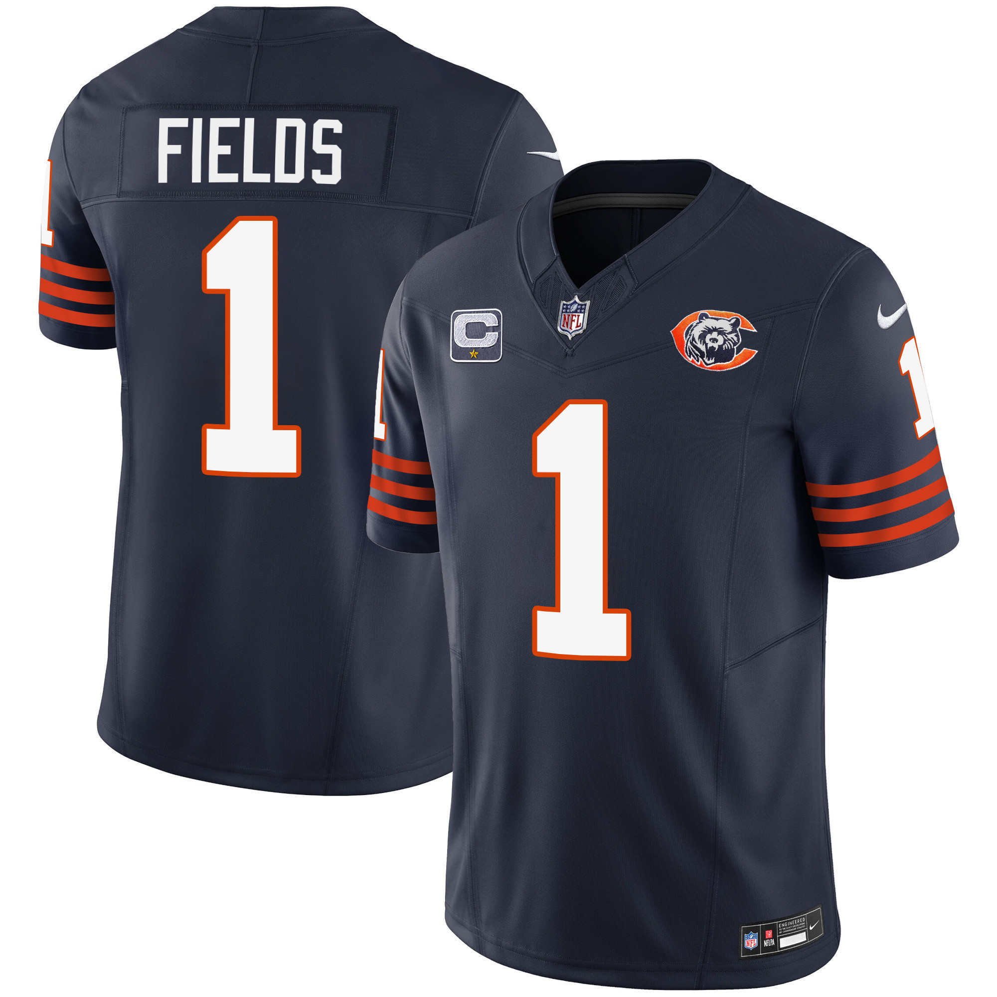 Justin Fields Youth's Chicago Bears Throwback Vapor Navy Jersey - All Stitched 