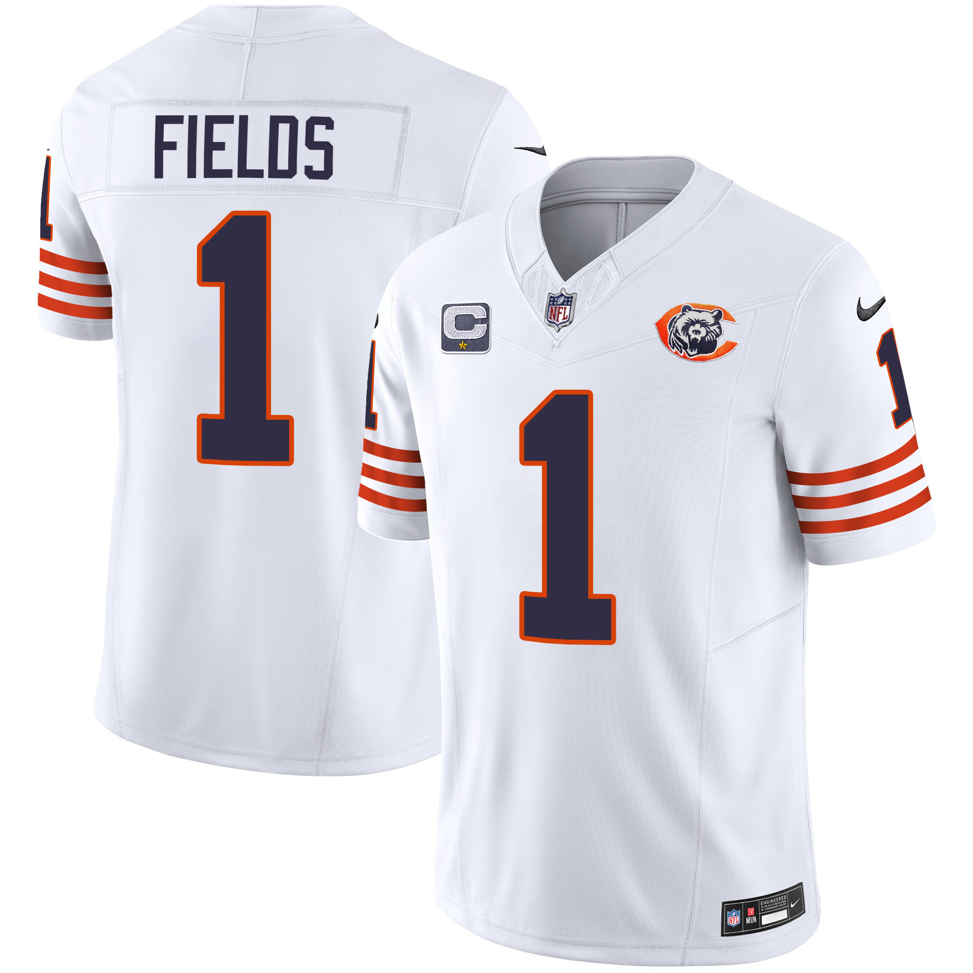 Justin Fields Youth's Chicago Bears Throwback Vapor White Jersey - All Stitched 