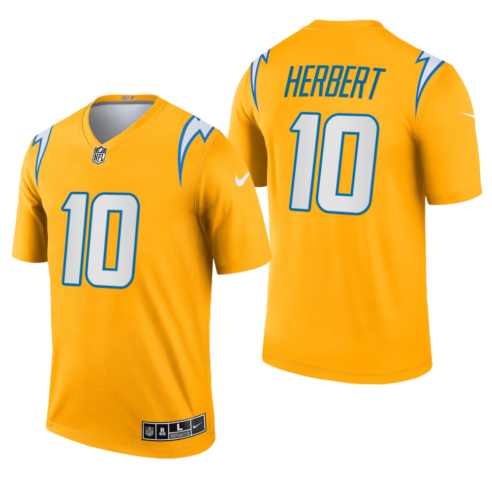 Justin Herbert Los Angeles Chargers Gold Jersey Inverted Legend - Men's