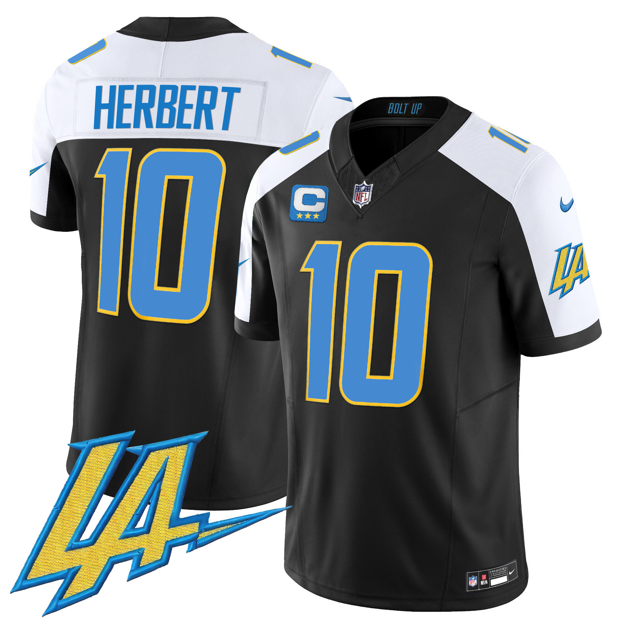 Justin Herbert Men's Los Angeles Chargers Vapor Limited V2 Black Alternate Jersey - All Stitched
