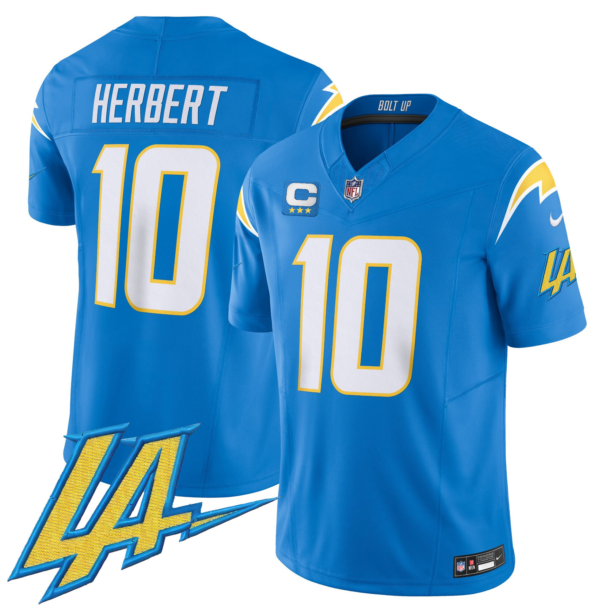 Justin Herbert Men's Los Angeles Chargers Vapor Limited V2 Powder Blue Jersey - All Stitched