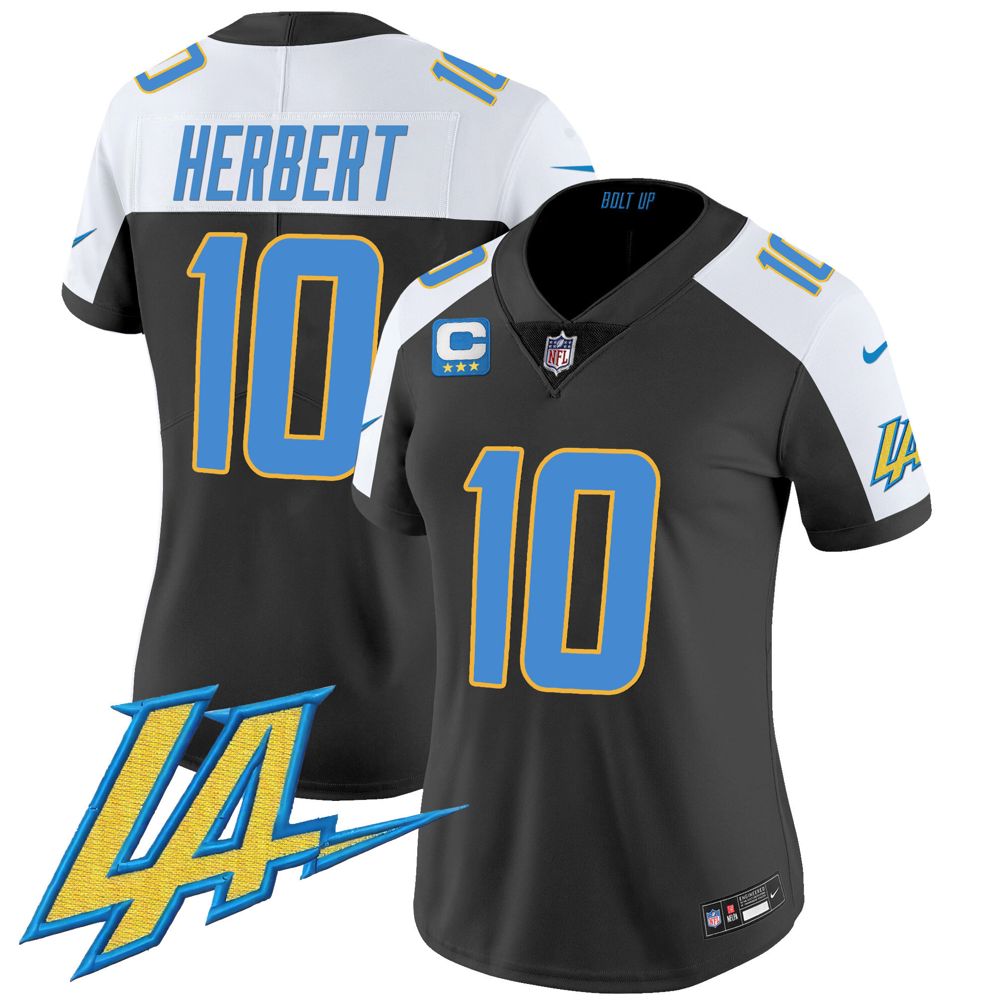 Justin Herbert Women's Los Angeles Chargers Vapor Limited V2 Black Alternate Jersey - All Stitched