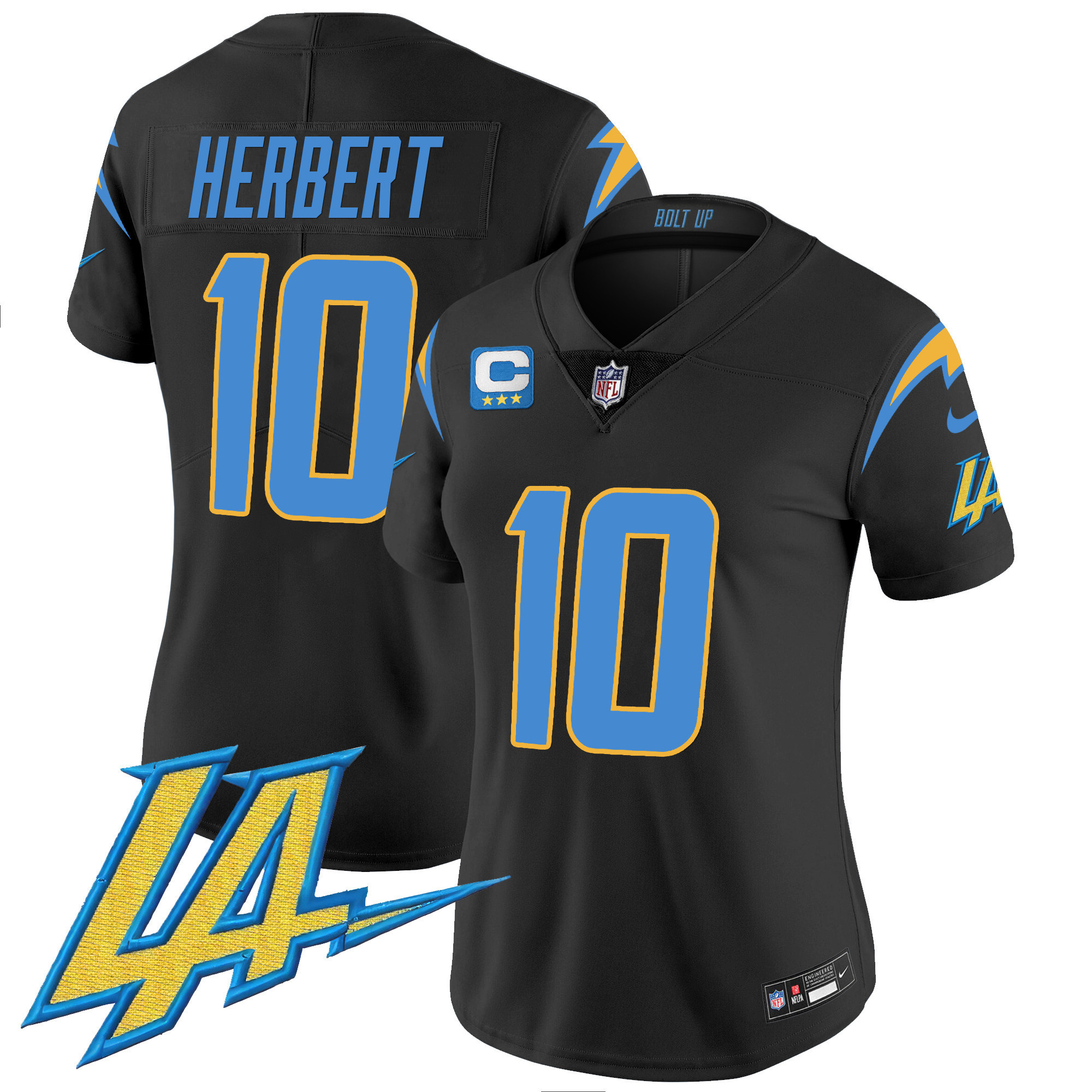 Justin Herbert Women's Los Angeles Chargers Vapor Limited V2 Black Jersey - All Stitched