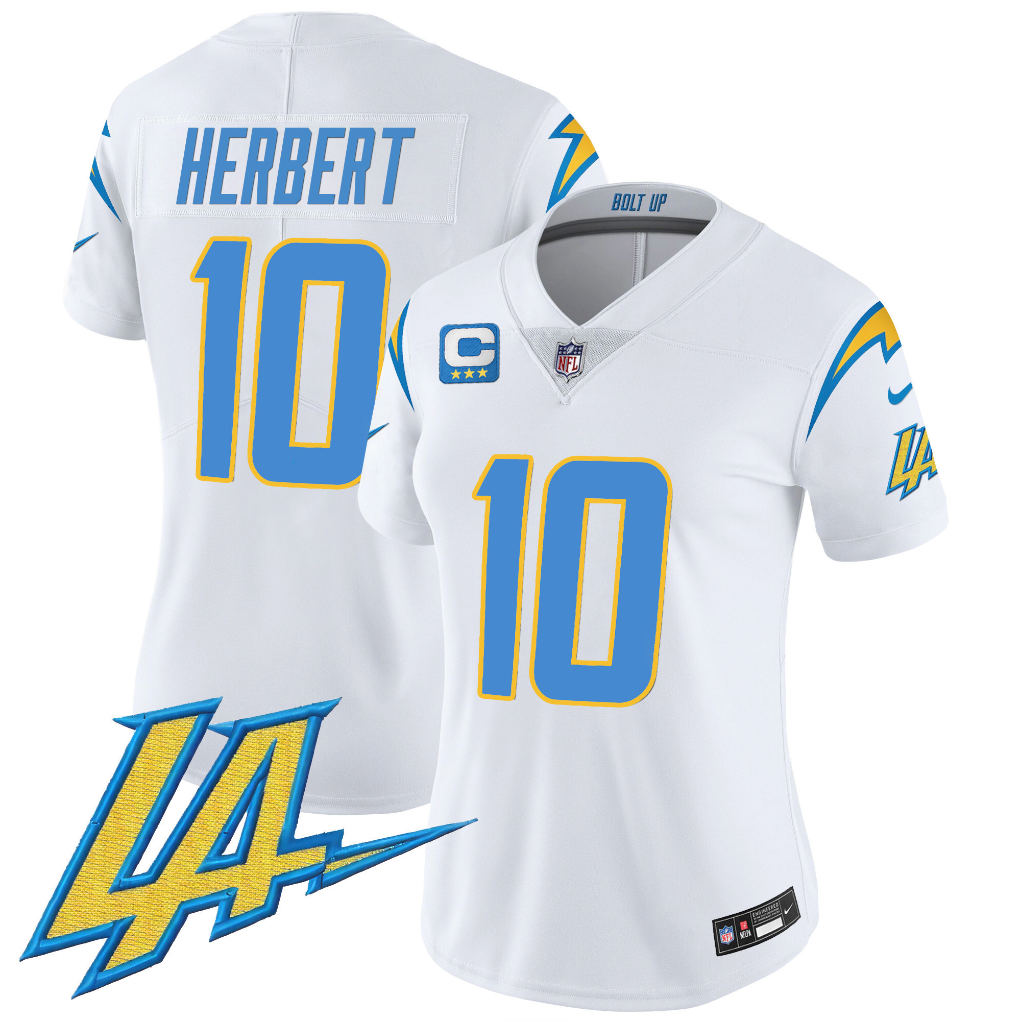 Justin Herbert Women's Los Angeles Chargers Vapor Limited V2 White Jersey - All Stitched