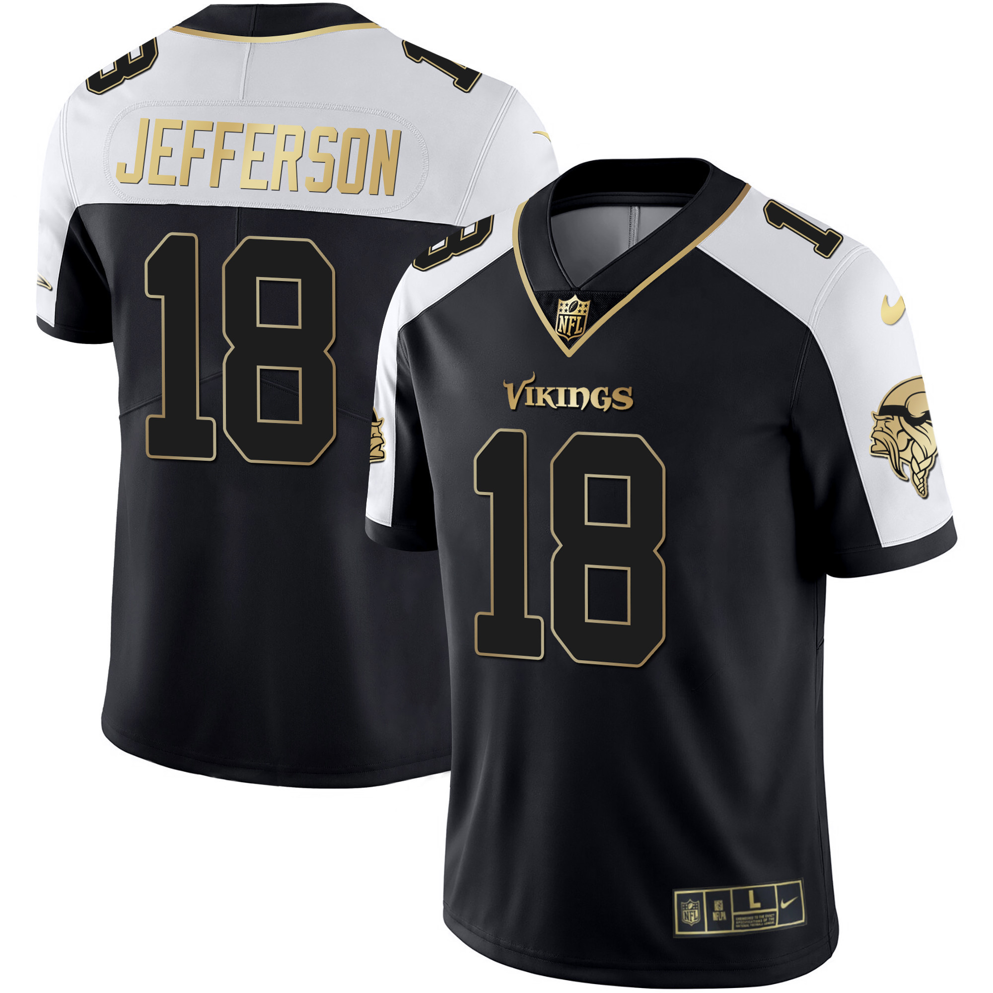 Justin Jefferson Men's Minnesota Vikings Gold & Purple Alternate Jersey - All Stitched