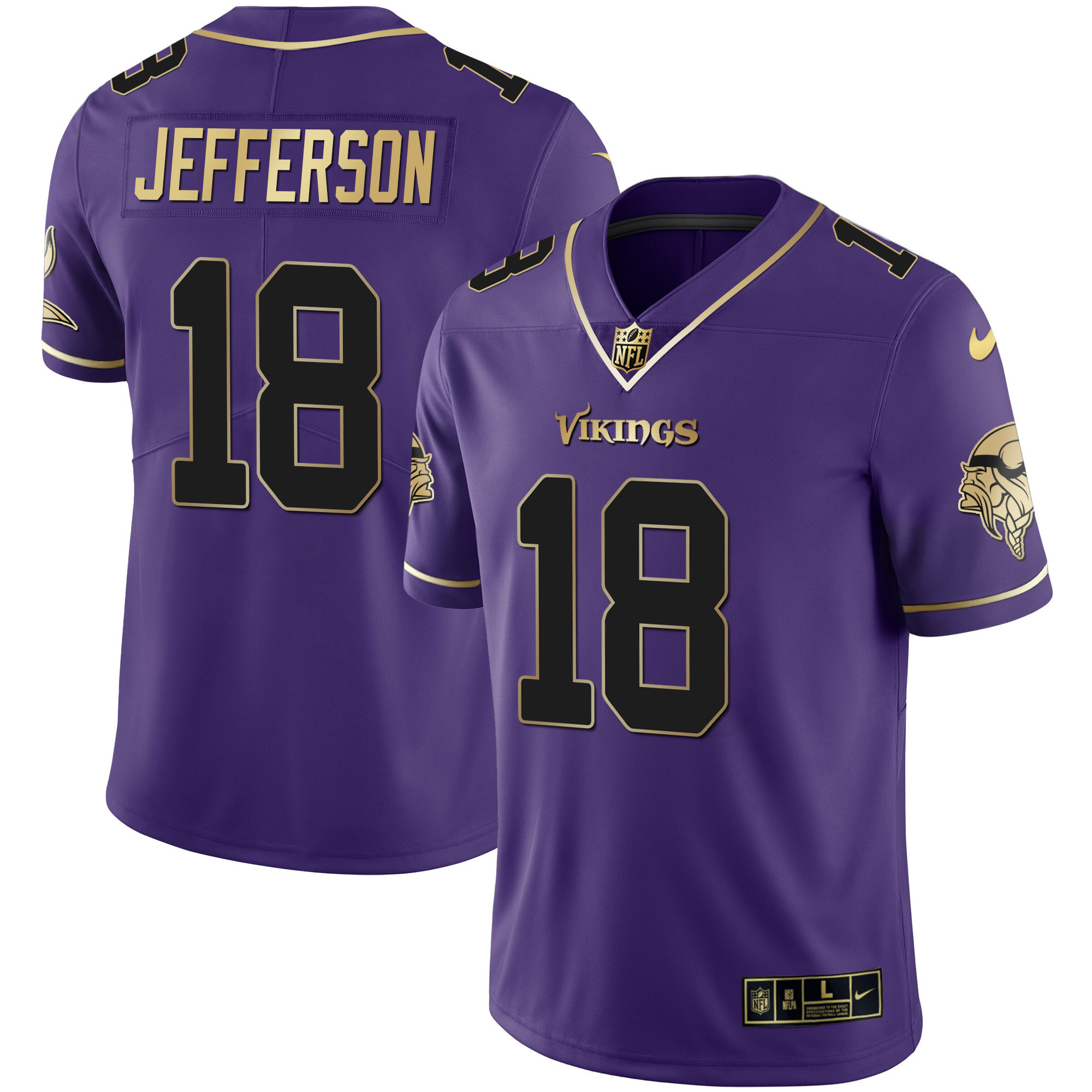 Justin Jefferson Men's Minnesota Vikings Purple Gold Vapor Black Purple Jersey - All Stitched