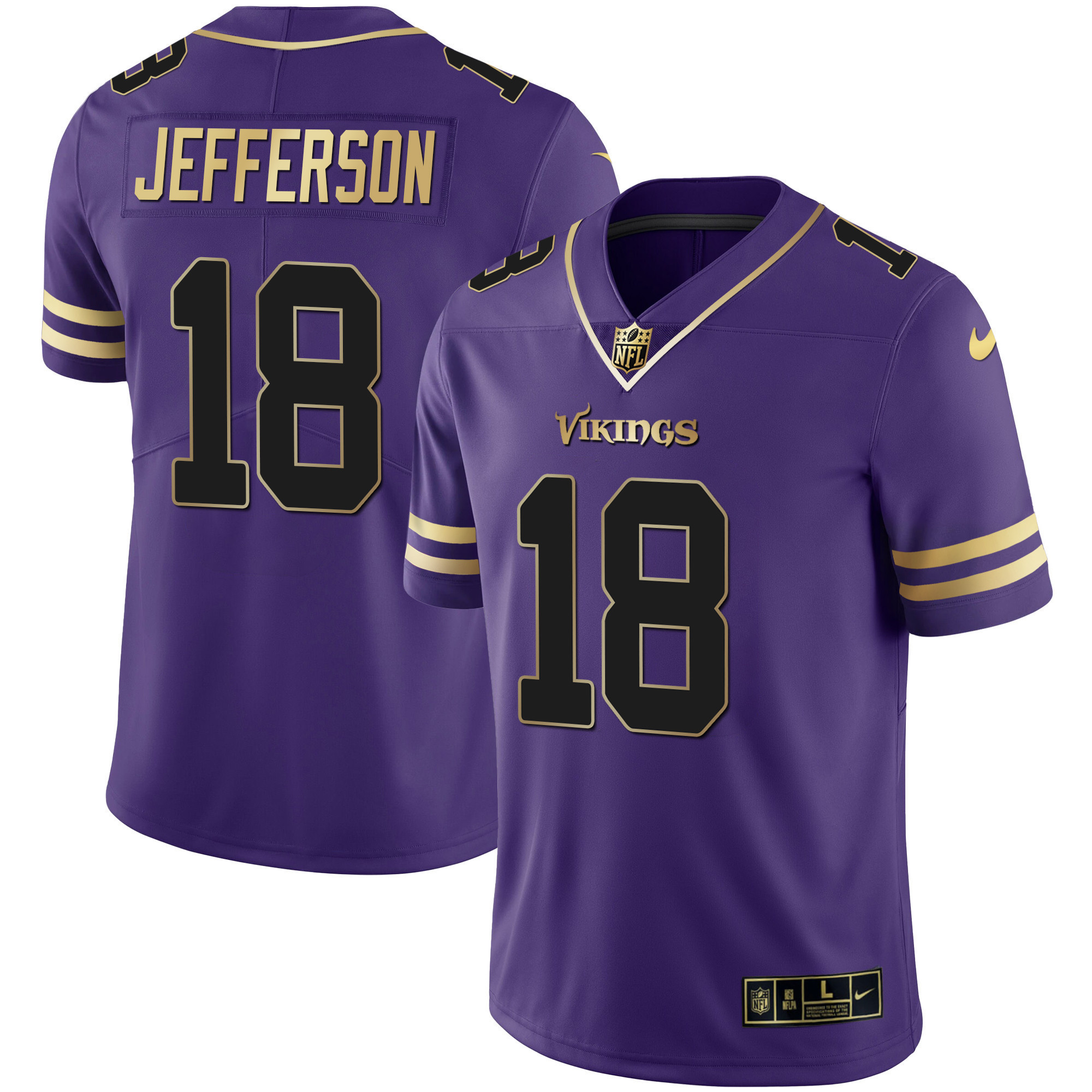 Justin Jefferson Men's Minnesota Vikings Purple Gold Vapor Jersey - All Stitched