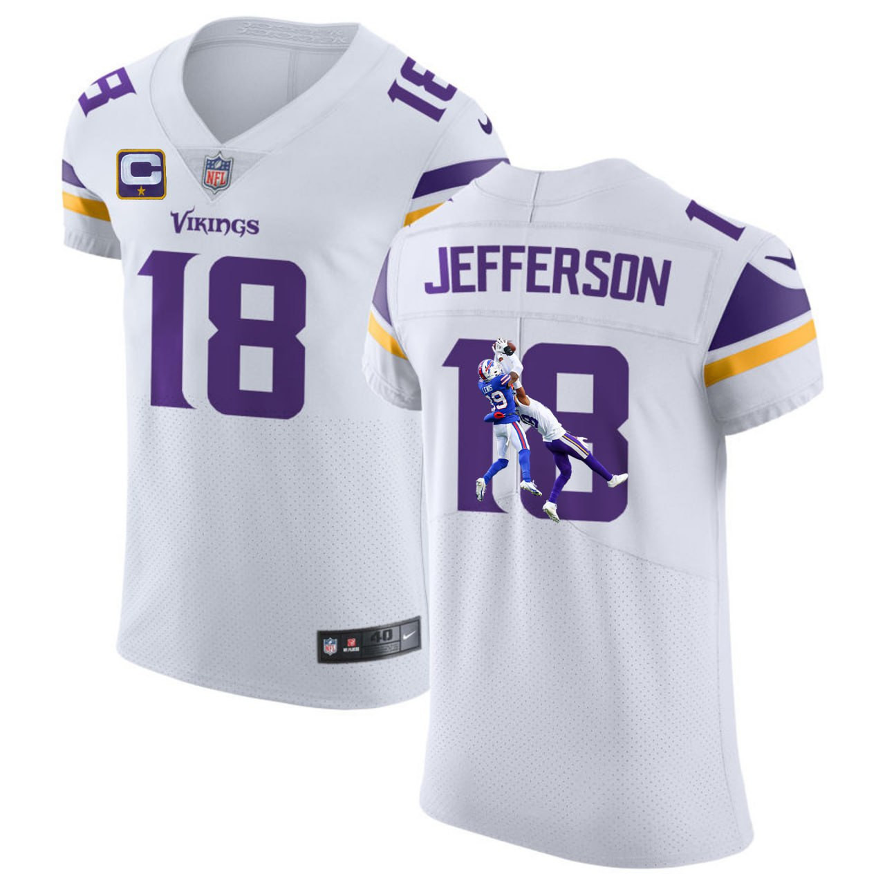 Justin Jefferson Minnesota Vikings White Vapor Elite Jersey - All Stitched