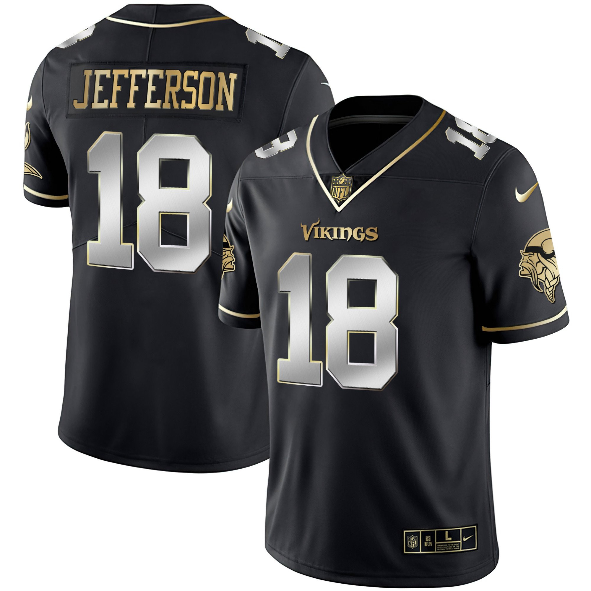 Justin Jefferson Youth's Minnesota Vikings White Gold & Black Gold Black Limited Jersey - All Stitched