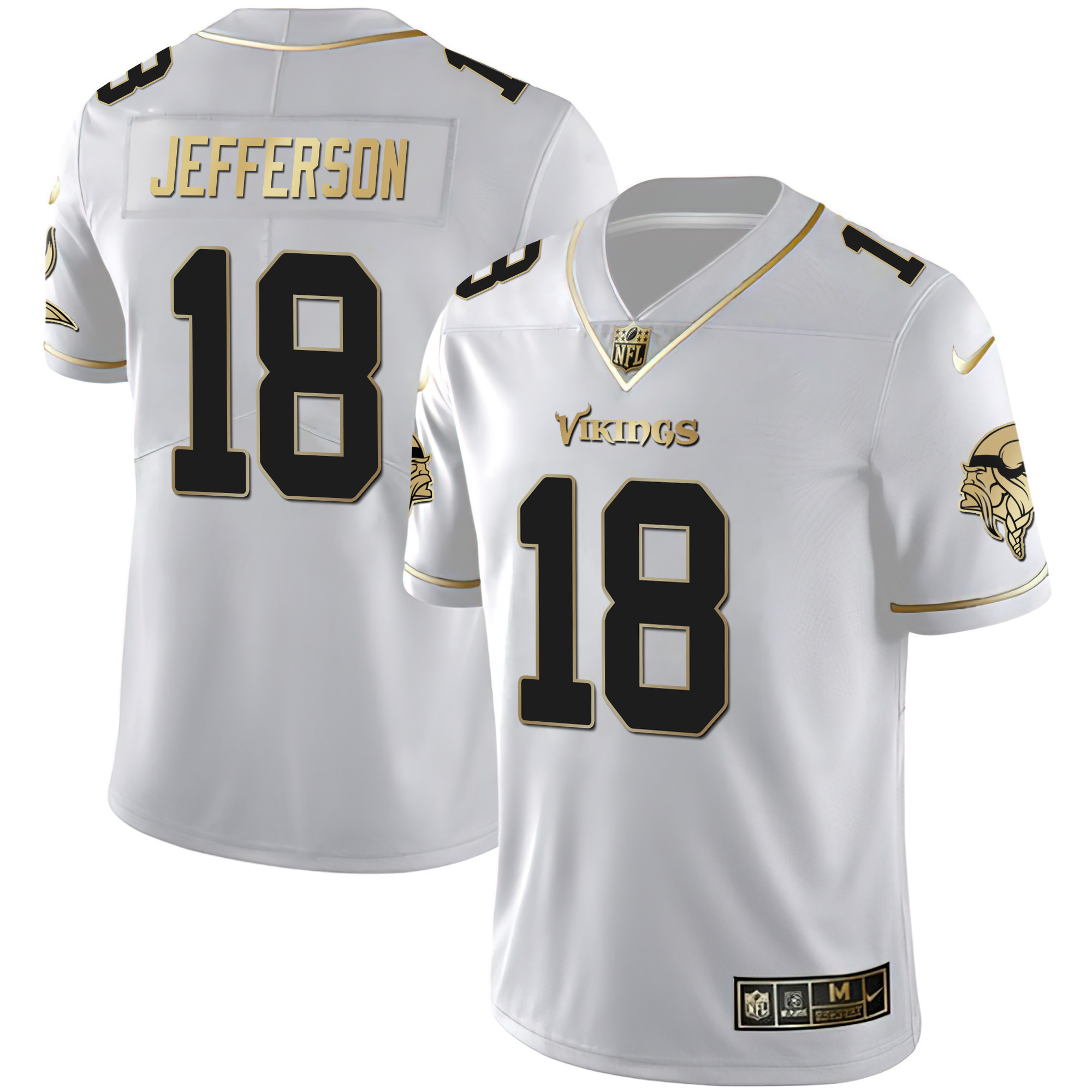 Justin Jefferson Youth's Minnesota Vikings White Gold & Black Gold Jersey - All Stitched
