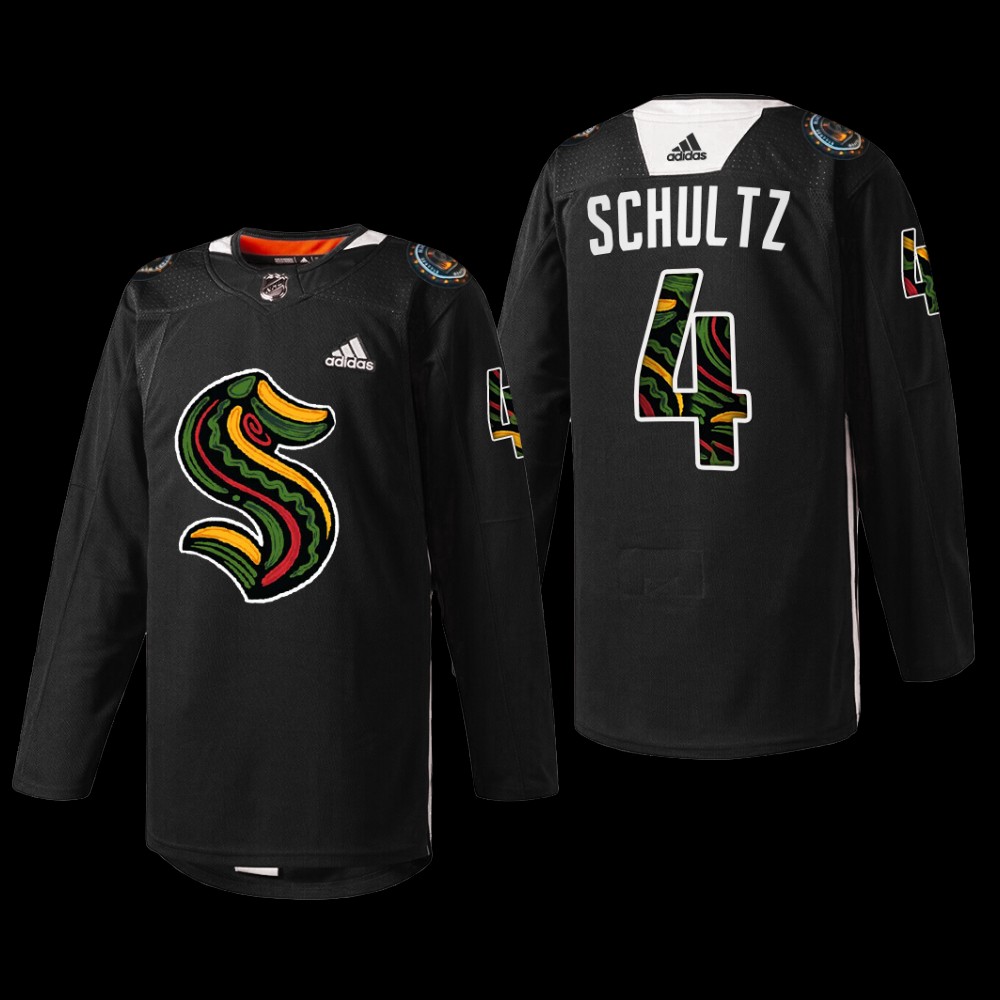 Justin Schultz Seattle Kraken Black History Month Jersey Black #4 Warmup