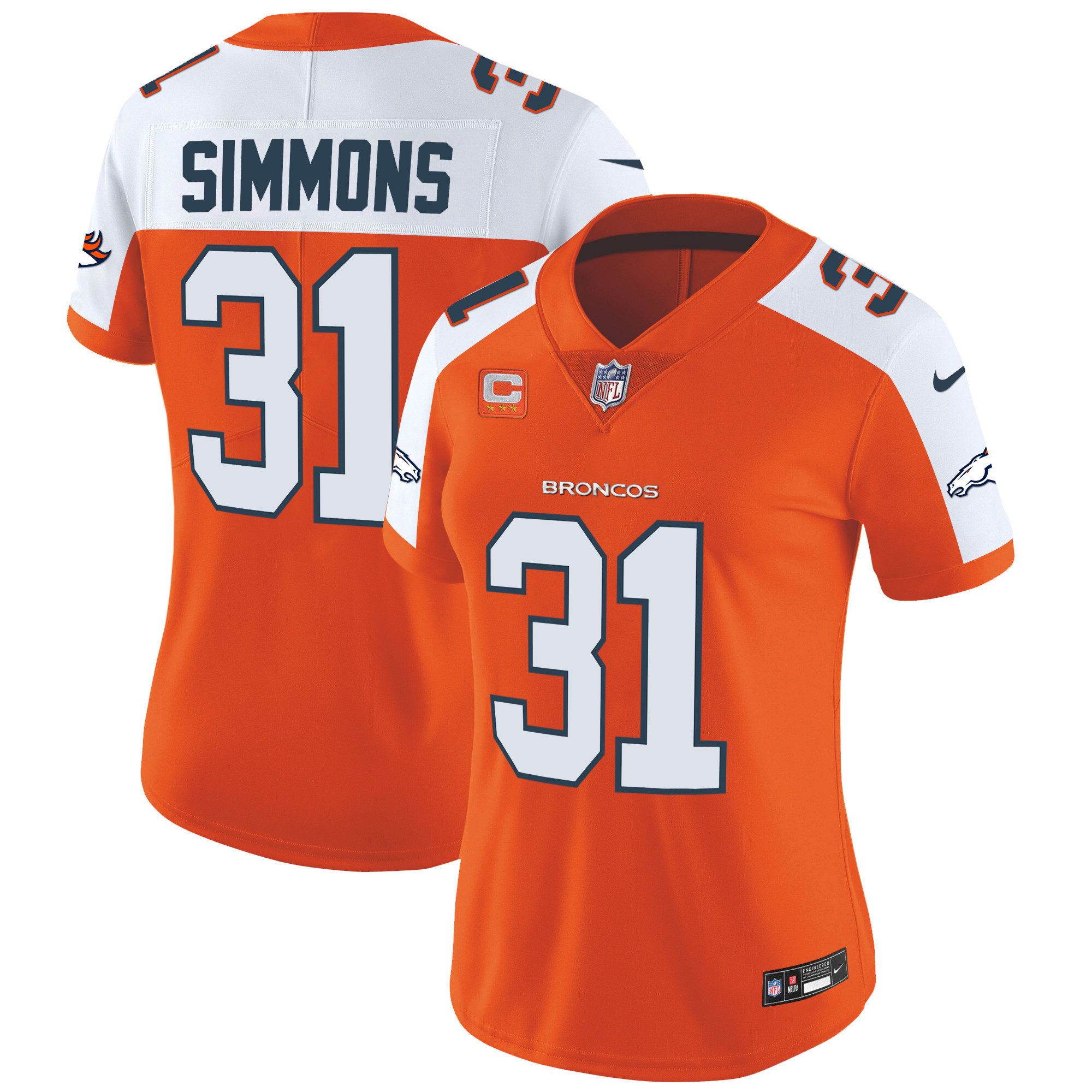 Justin Simmons Women's Denver Broncos Vapor Limited Orange Alternate Jersey - All Stitched 