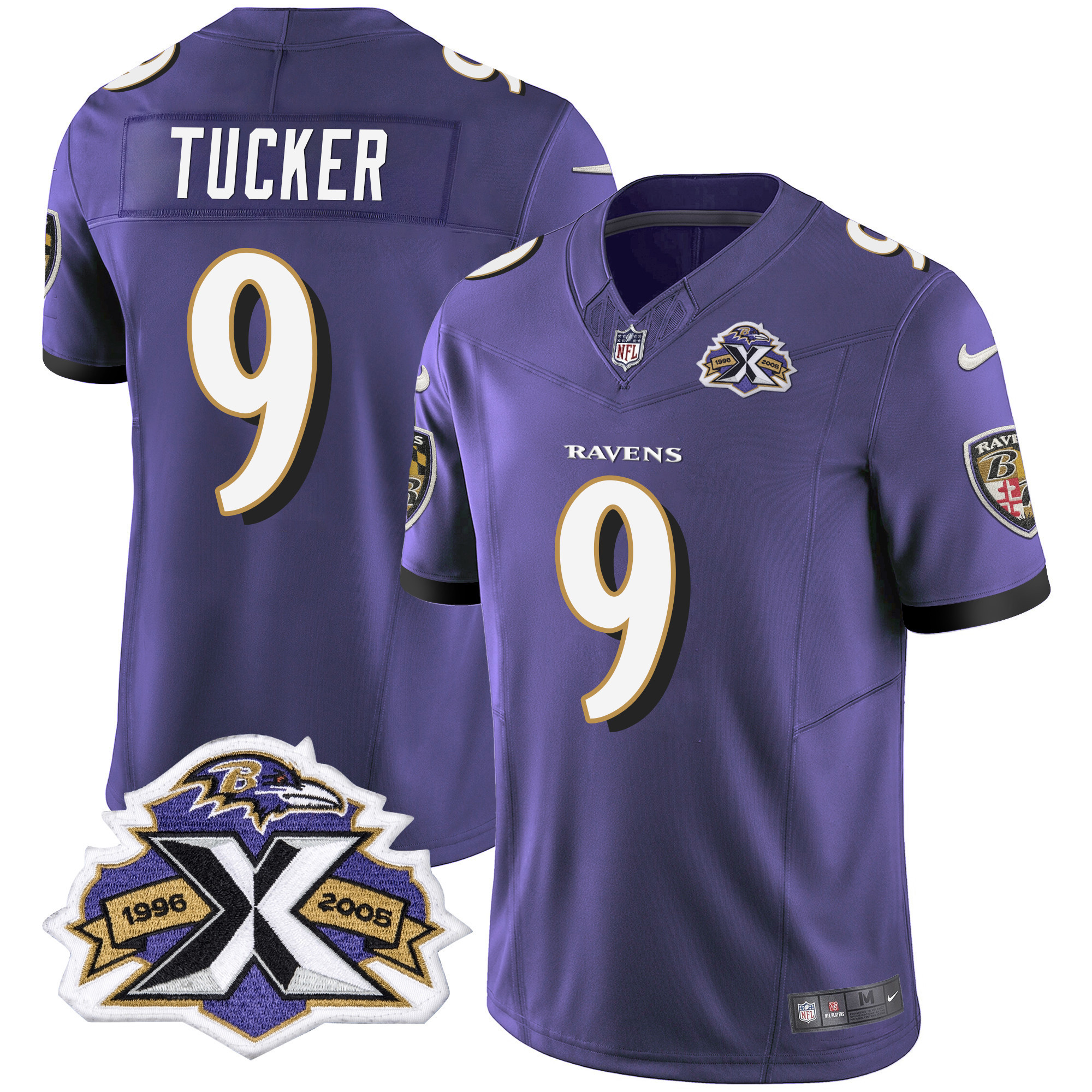Justin Tucker Men's Baltimore Ravens 2005 Throwback Black Vapor Limited Purple Jersey All Stitched