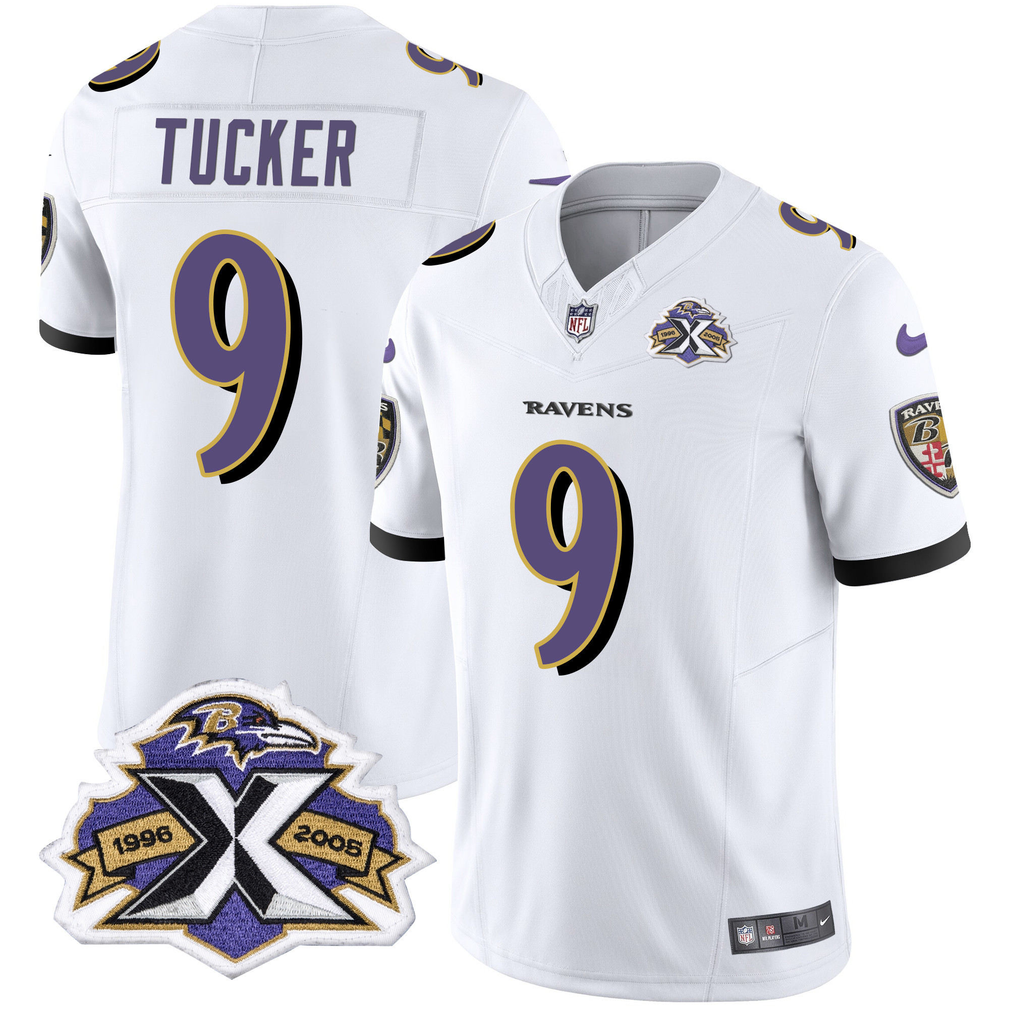 Justin Tucker Men's Baltimore Ravens 2005 Throwback Black Vapor Limited White Jersey All Stitched