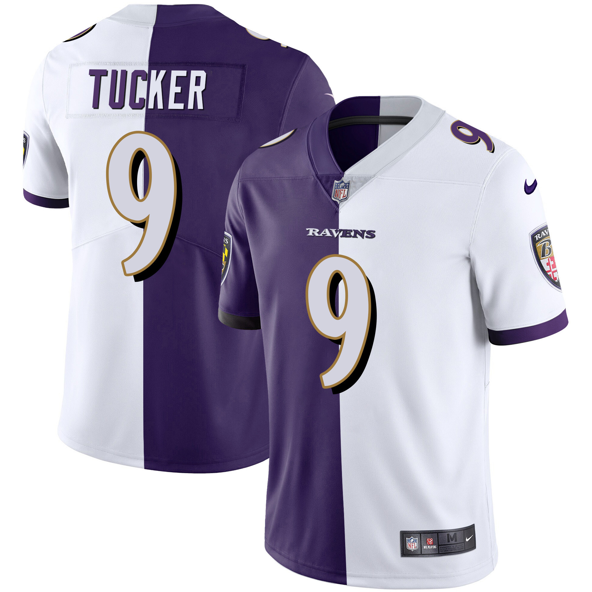 Justin Tucker Men's Baltimore Ravens Gold Vapor Split Jersey All Stitched