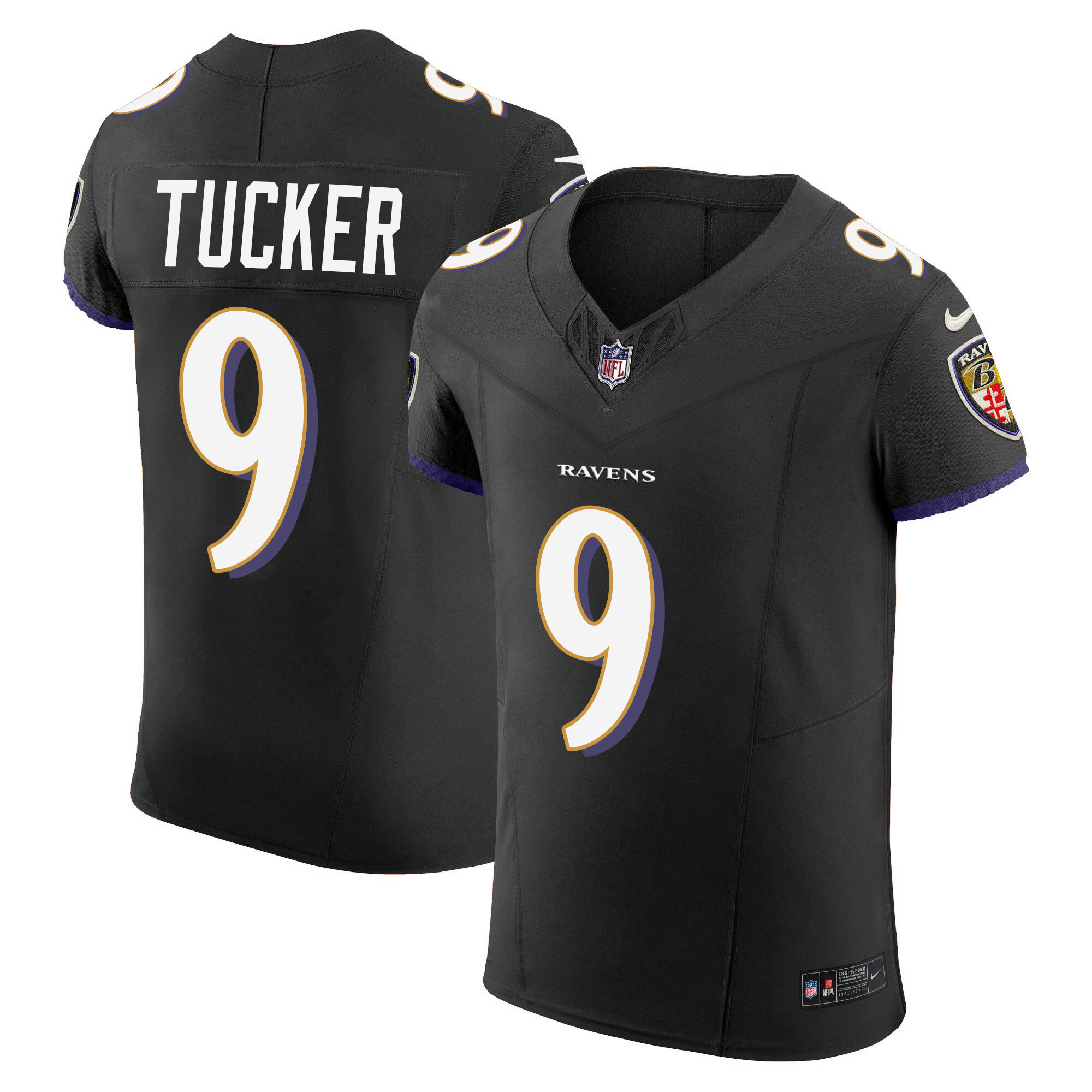 Justin Tucker Men's Baltimore Ravens Vapor Elite Black Jersey All Stitched