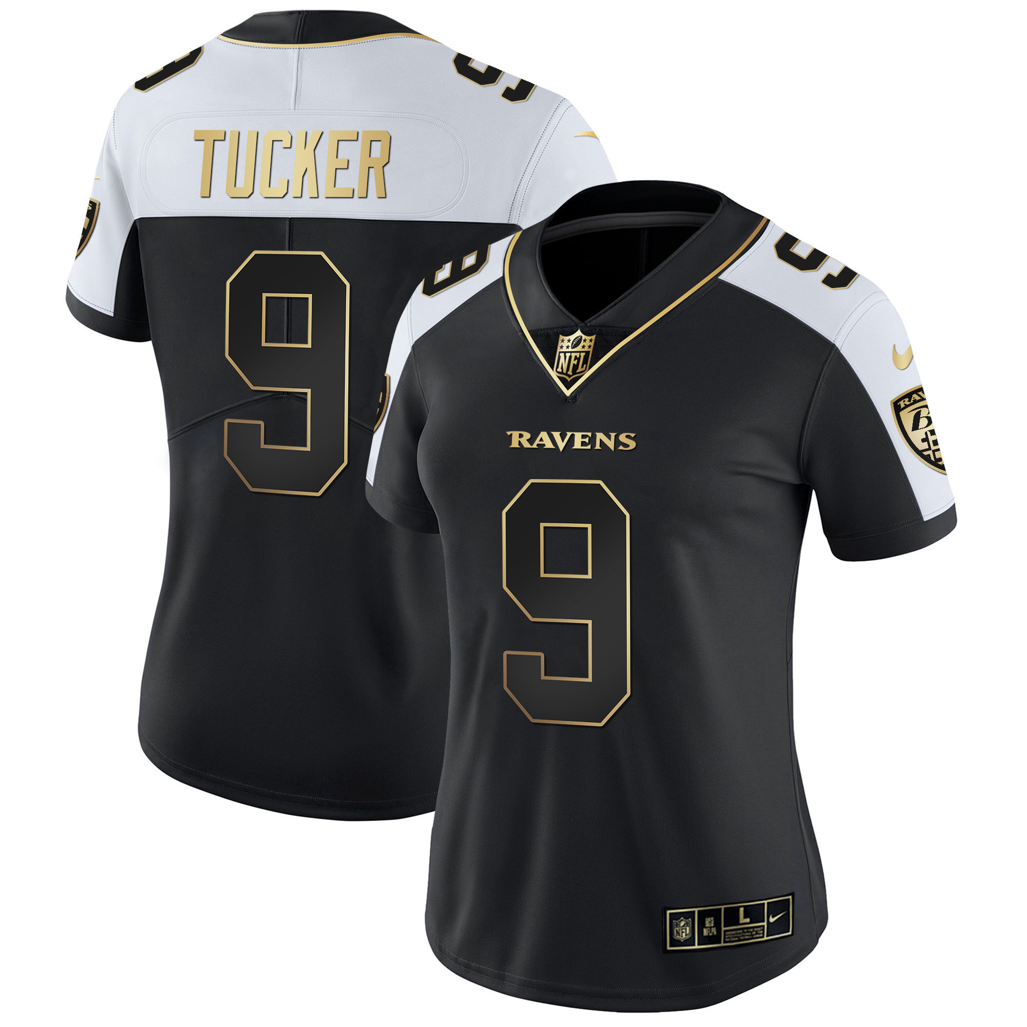 Justin Tucker WoMen's Baltimore Ravens Gold Vapor Alternate Jersey All Stitched