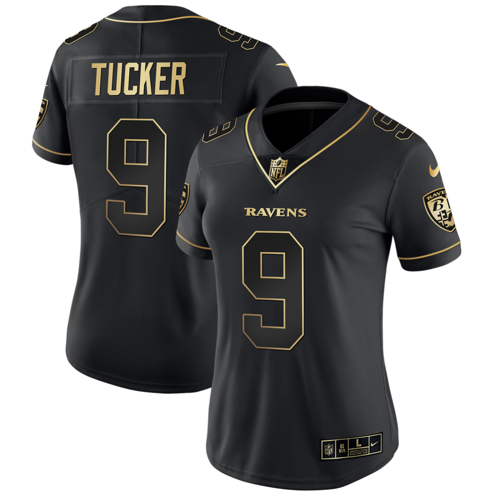Justin Tucker WoMen's Baltimore Ravens Gold Vapor Black Gold Jersey All Stitched