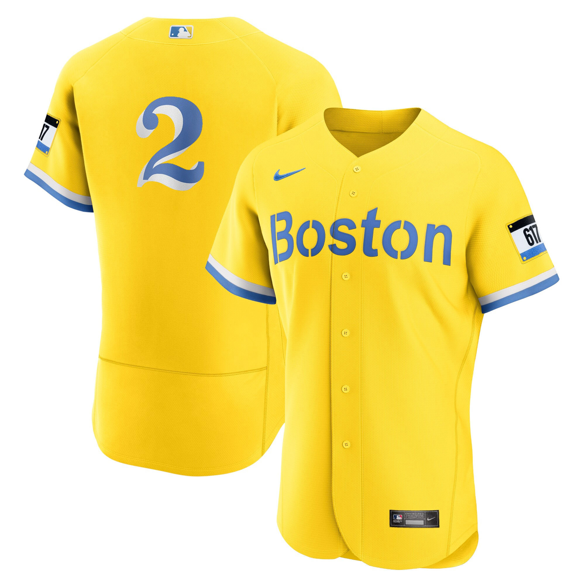 Justin Turner Youth's Boston Red Sox Yellow Flex Base Jersey - All Stitched