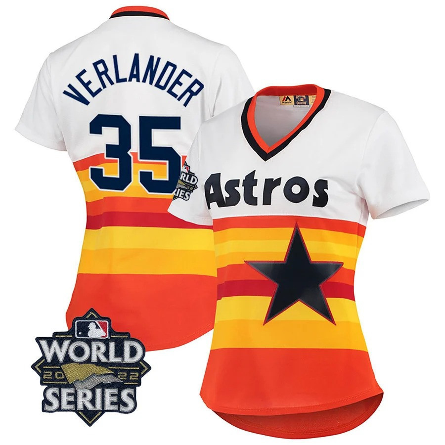 Justin Verlander Houston Astros 2022 World Series White Home Cooperstown Collection Player Jersey - All Stitched