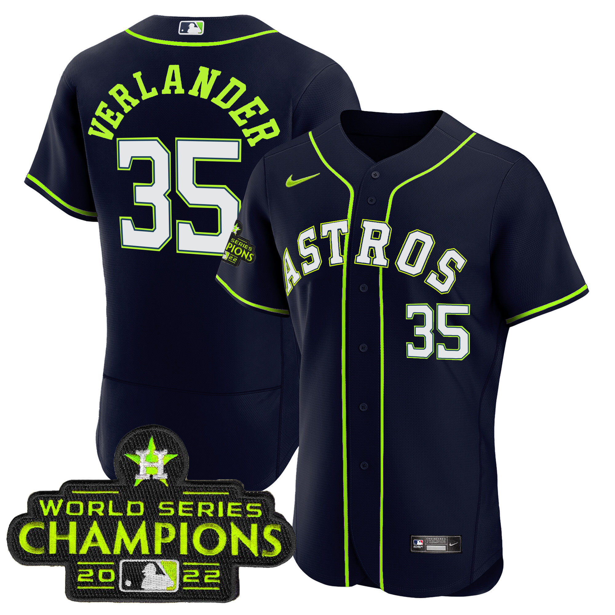 Justin Verlander Houston Astros Flex Base Fan Made Jersey - All Stitched
