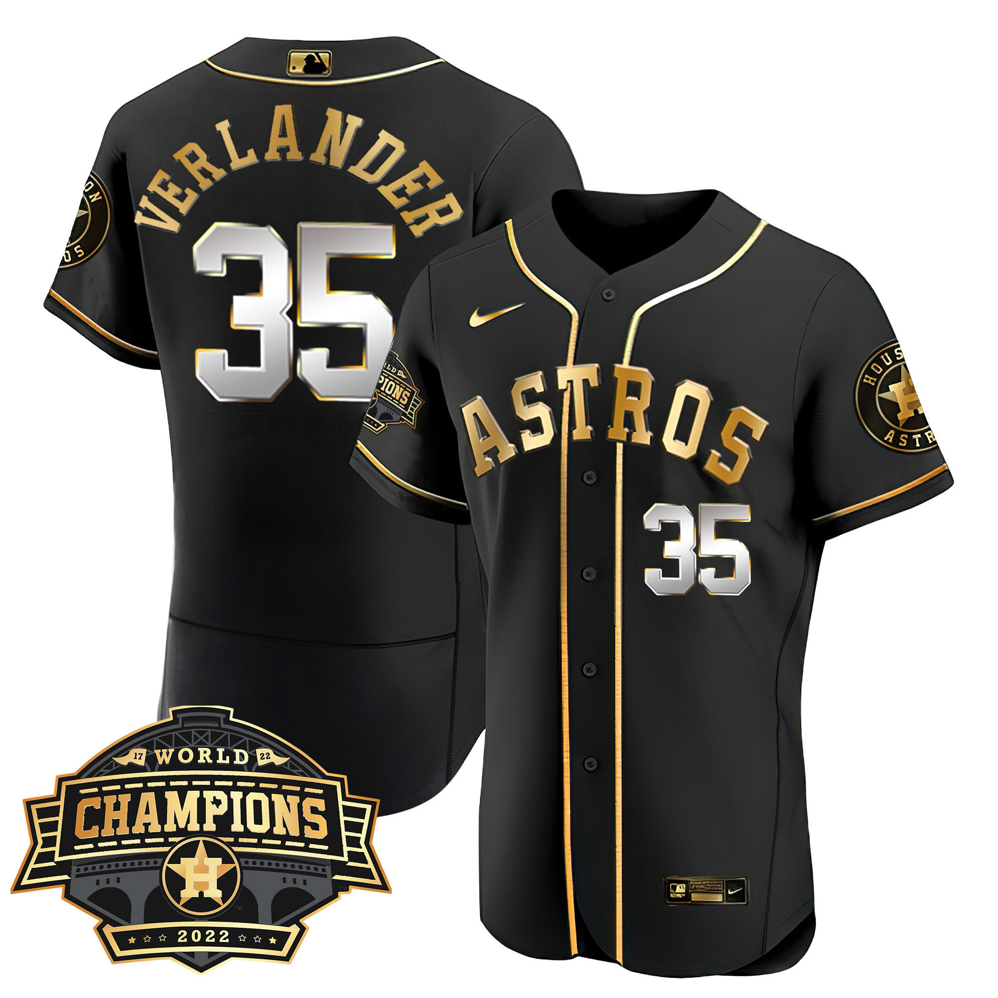 Justin Verlander Men's Houston Astros 2022 Champions Limited Flex Black Jersey - All Stitched