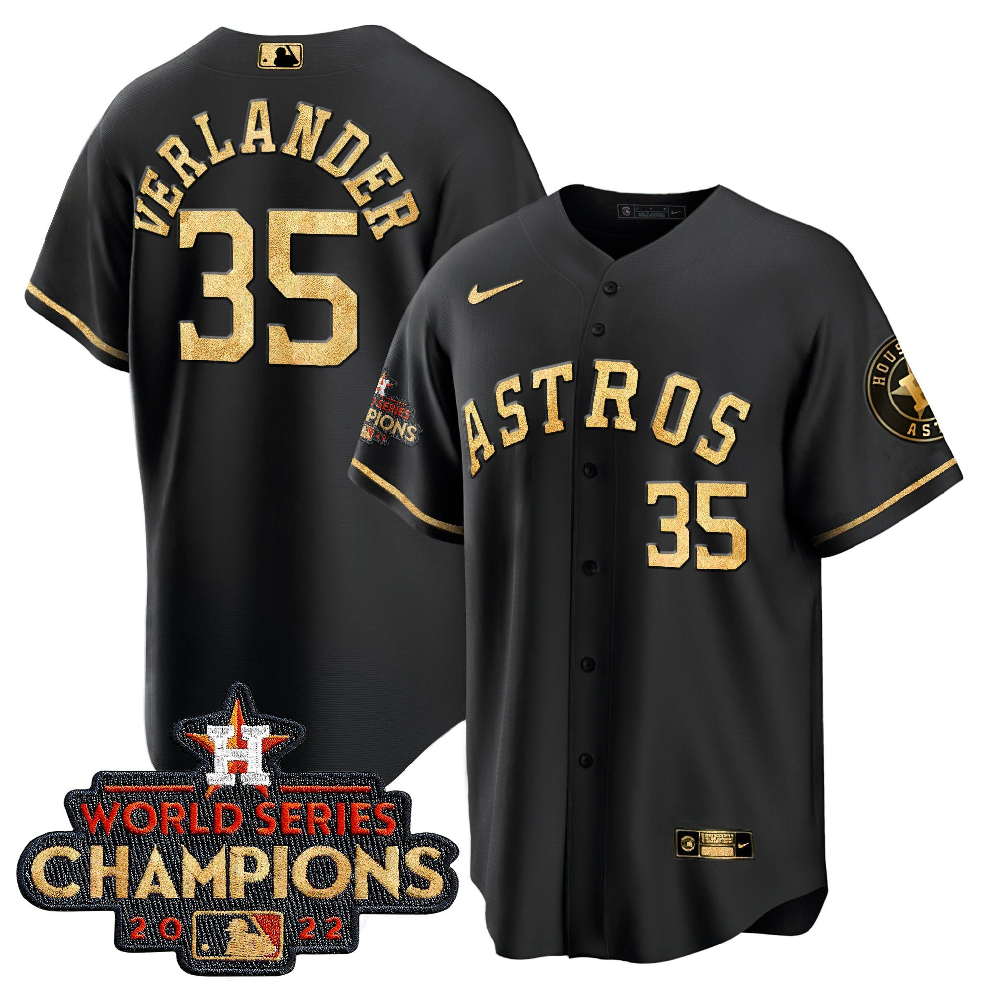 Justin Verlander Men's Houston Astros 2022 World Series Champions Color Rush Cool Black Jersey - All Stitched