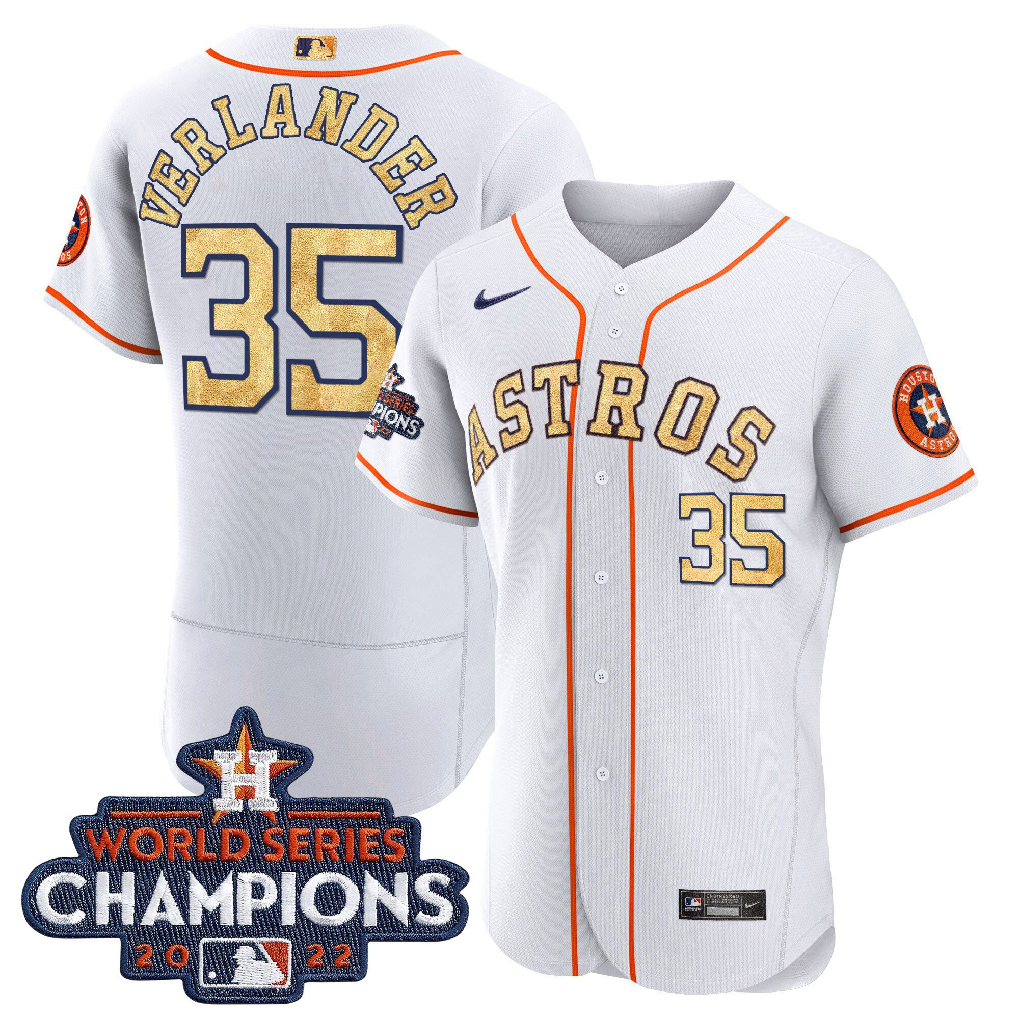 Justin Verlander Men's Houston Astros 2022 World Series Champions Color Rush Flex White Jersey - All Stitched