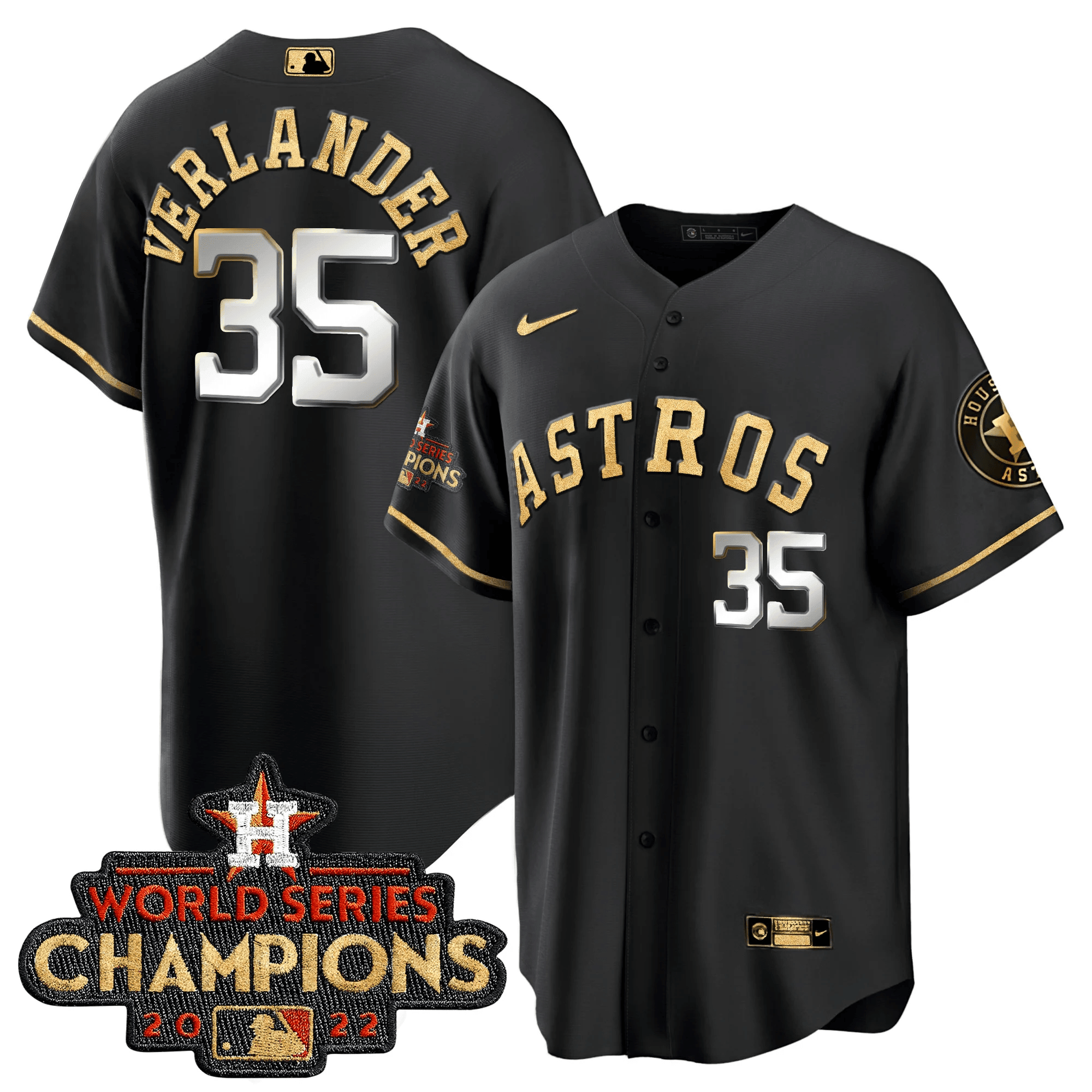 Justin Verlander Men's Houston Astros 2022 World Series Champions Color Rush Limited Cool Black Jersey - All Stitched