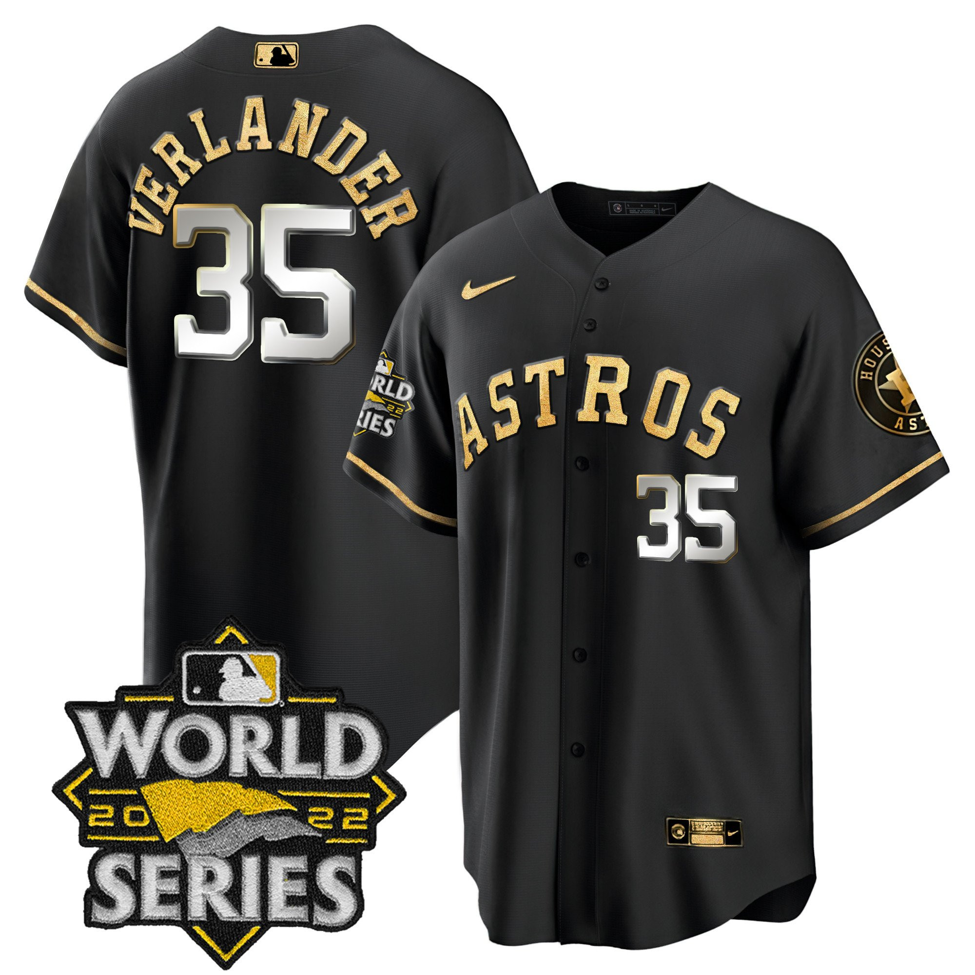 Justin Verlander Men's Houston Astros 2022 World Series Color Rush Limited Cool Black Jersey - All Stitched