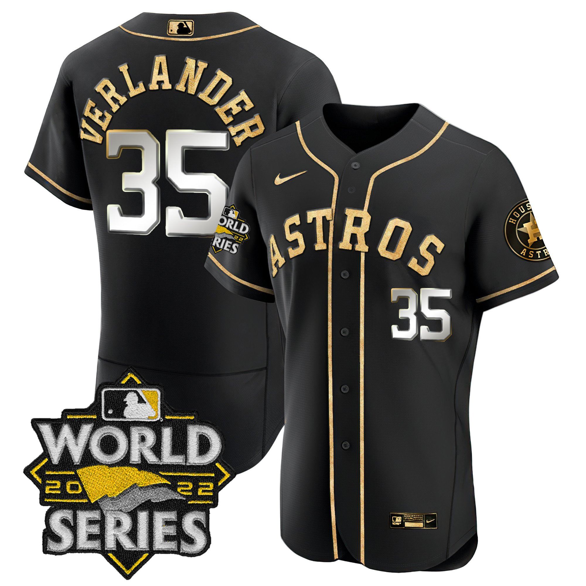 Justin Verlander Men's Houston Astros 2022 World Series Color Rush Limited Flex Black Jersey - All Stitched
