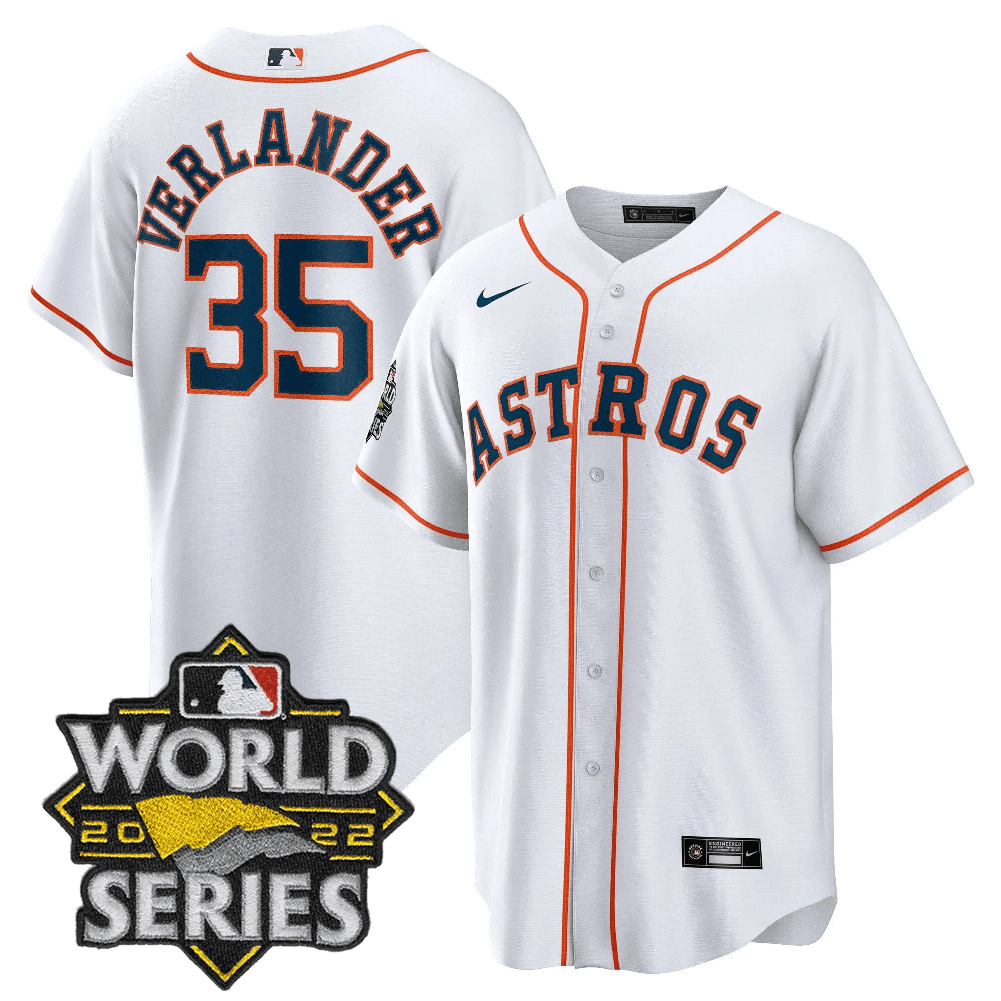 Justin Verlander Men's Houston Astros 2022 World Series Player Cool Home Jersey - All Stitched