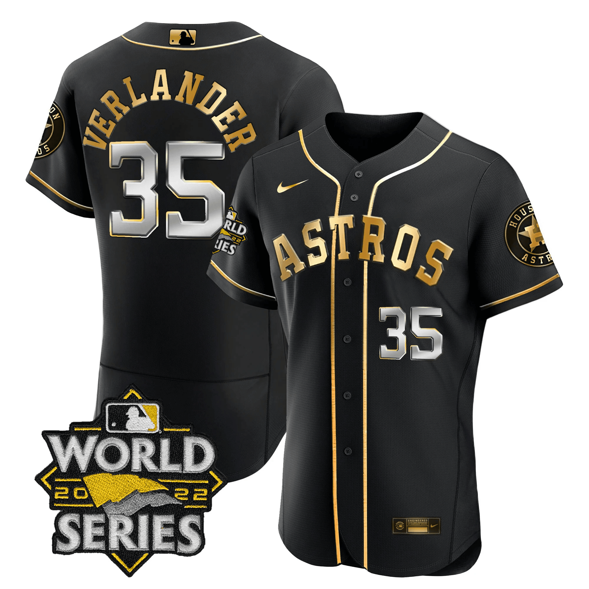 Justin Verlander Men's Houston Astros 2022 World Series Player Flex Black Jersey - All Stitched